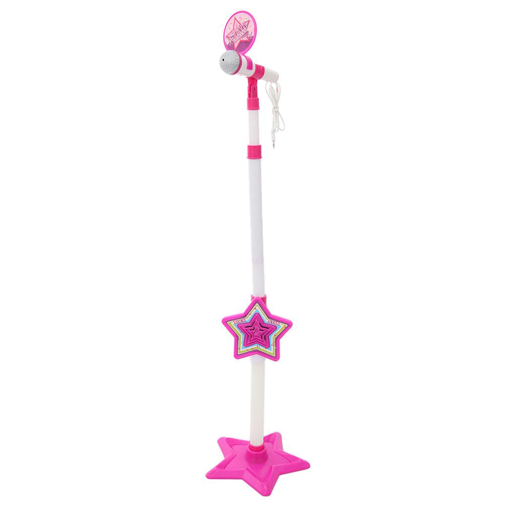 Kids Girls Pink Karaoke Learning Machine Adjustable Star Base Stand Microphone Music Toy