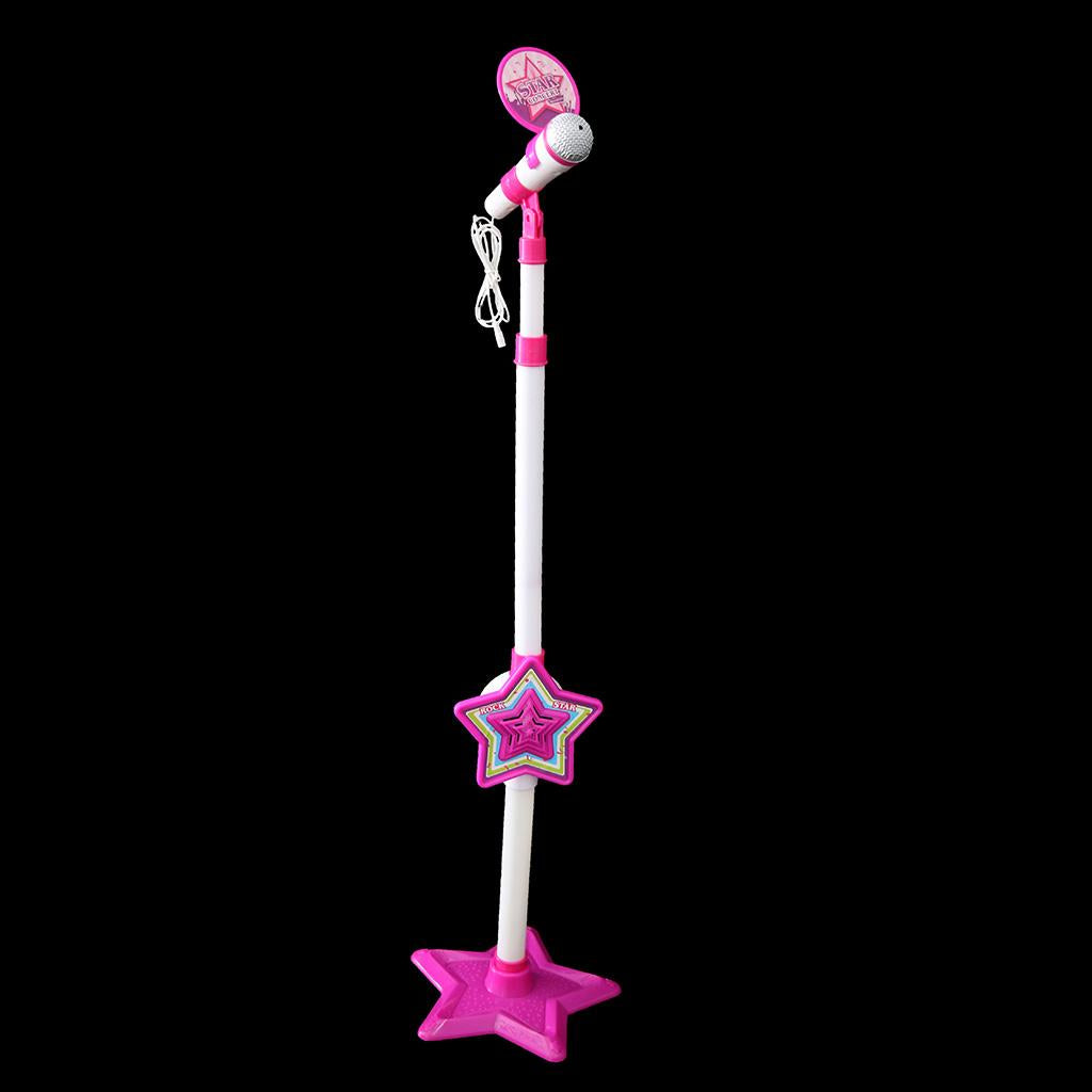 Kids Girls Pink Karaoke Learning Machine Adjustable Star Base Stand Microphone Music Toy