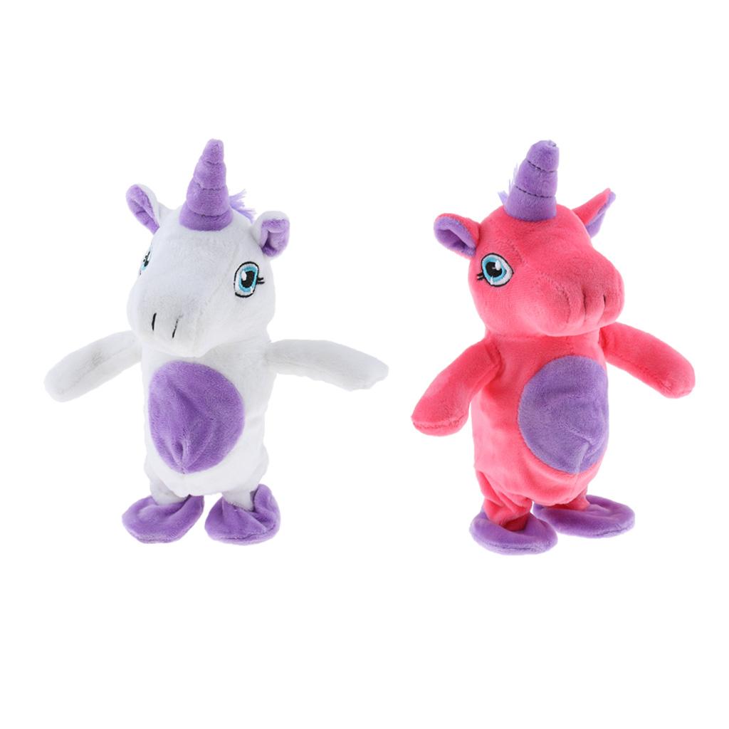 Children Electronic Pet Walking Speaking Unicorn Stuffed Animal Plush Soft Doll Kids Baby Educational Toy Gift –White
