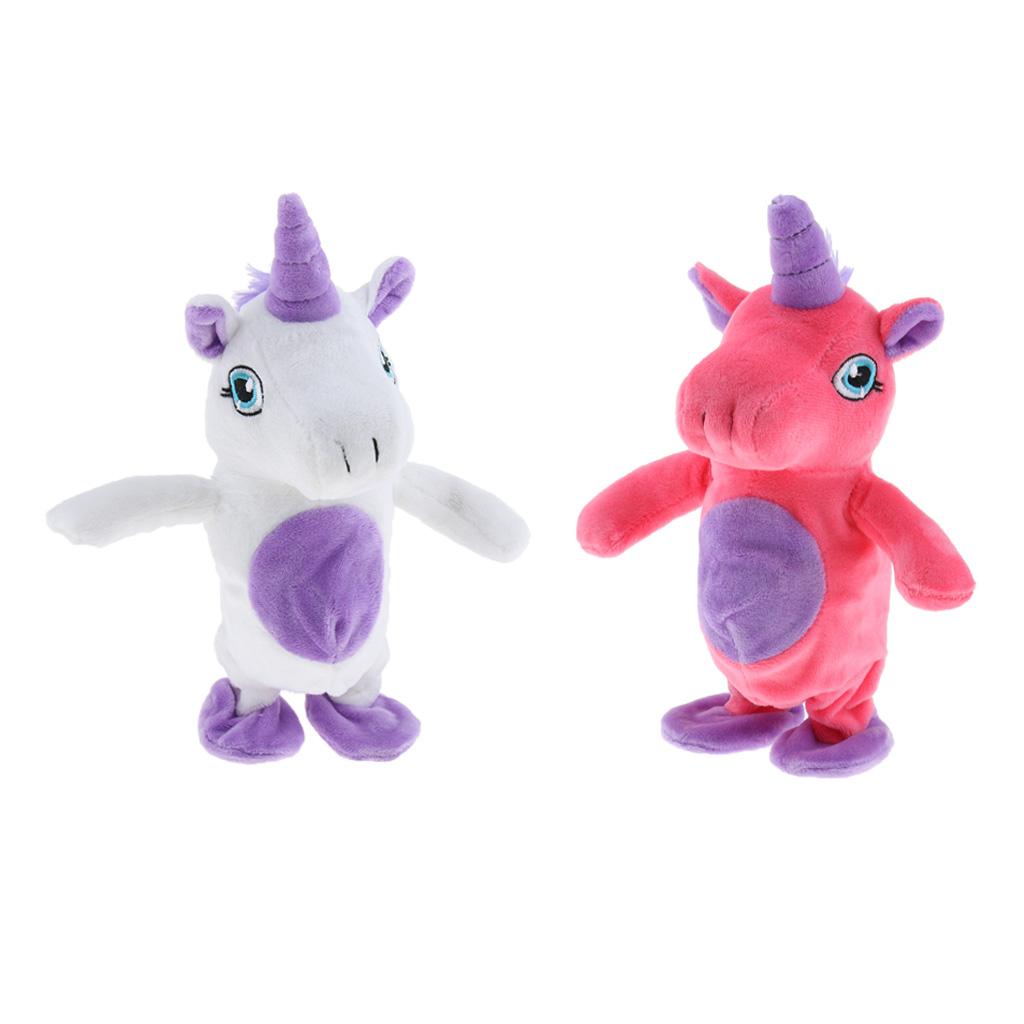 Children Electronic Pet Walking Speaking Unicorn Stuffed Animal Plush Soft Doll Kids Baby Educational Toy Gift –White