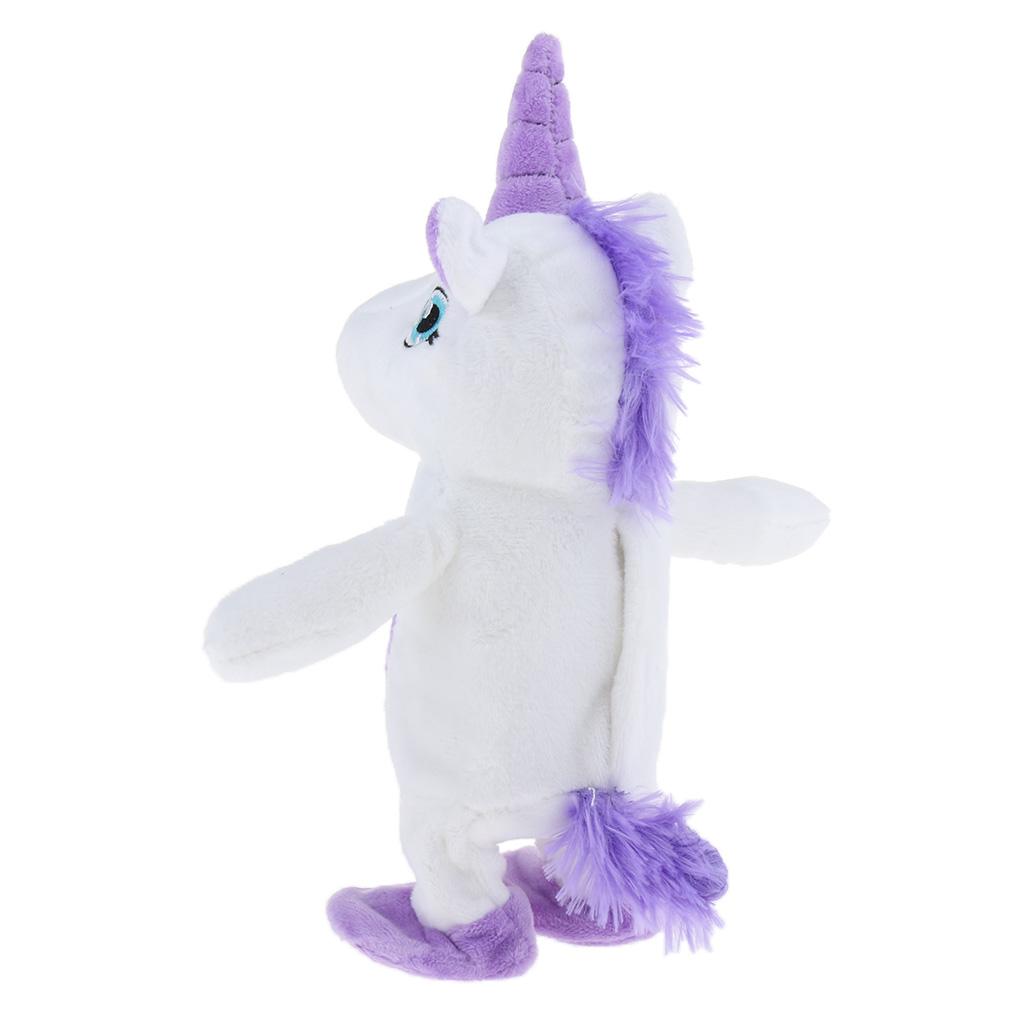 Children Electronic Pet Walking Speaking Unicorn Stuffed Animal Plush Soft Doll Kids Baby Educational Toy Gift –White