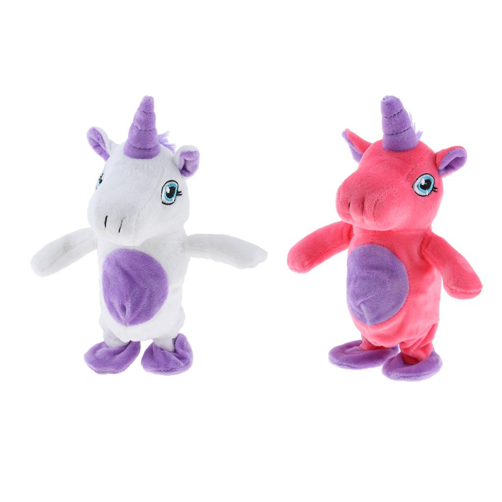Children Electronic Pet Walking Speaking Unicorn Stuffed Animal Plush Soft Doll Kids Baby Educational Toy Gift –White