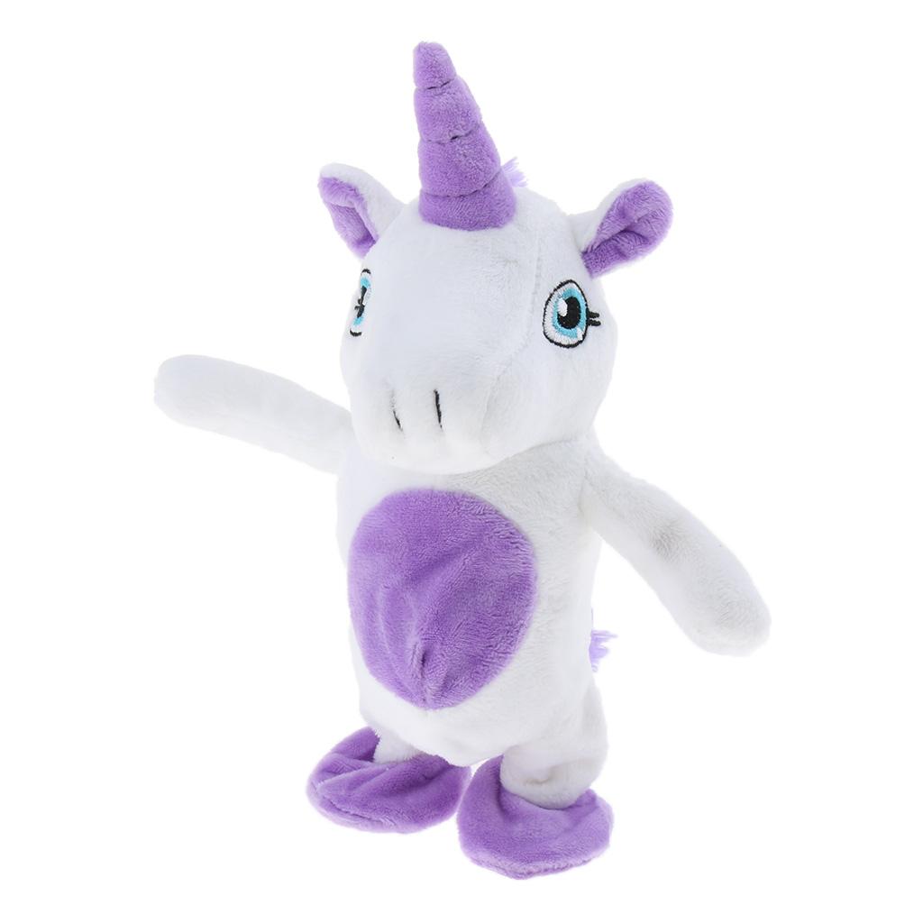 Children Electronic Pet Walking Speaking Unicorn Stuffed Animal Plush Soft Doll Kids Baby Educational Toy Gift –White