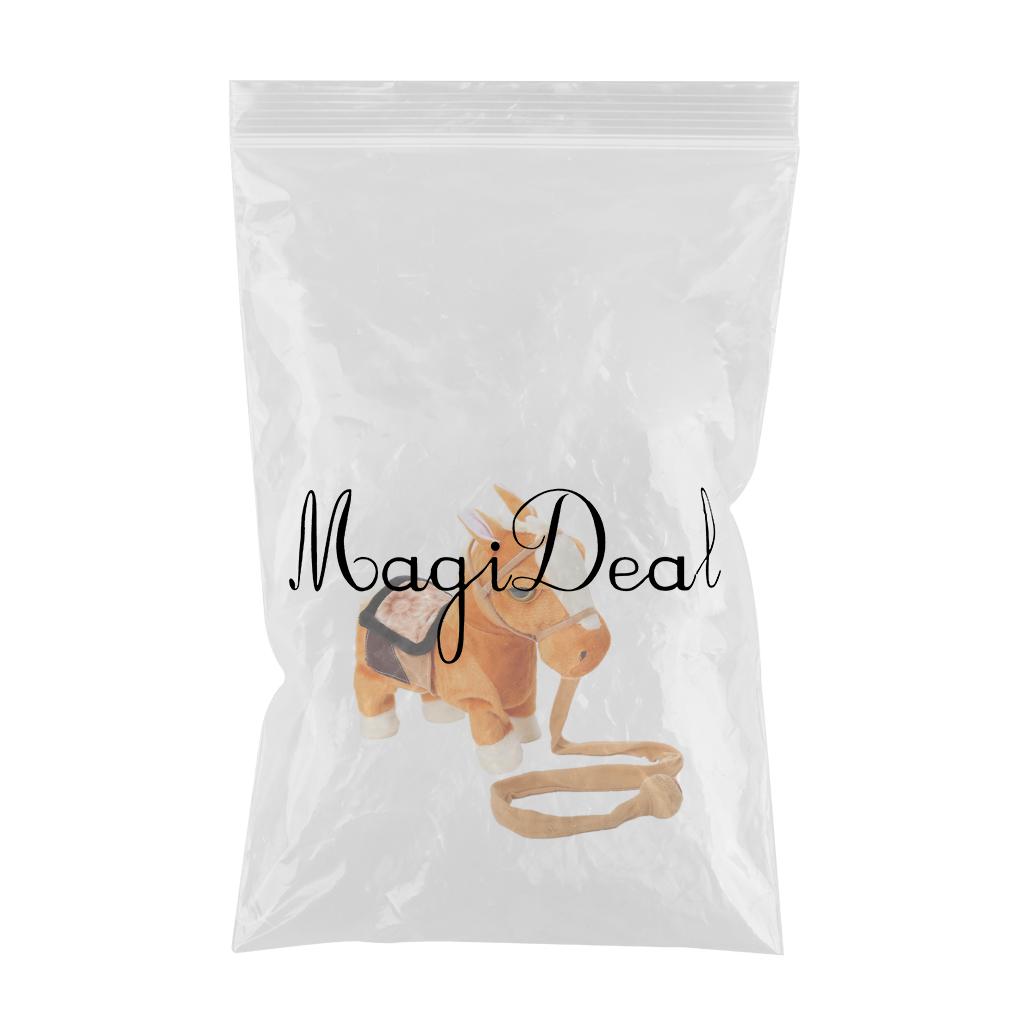 Kids Plush Electronic Pets Leash Remote Control Walking Horse Light Brown