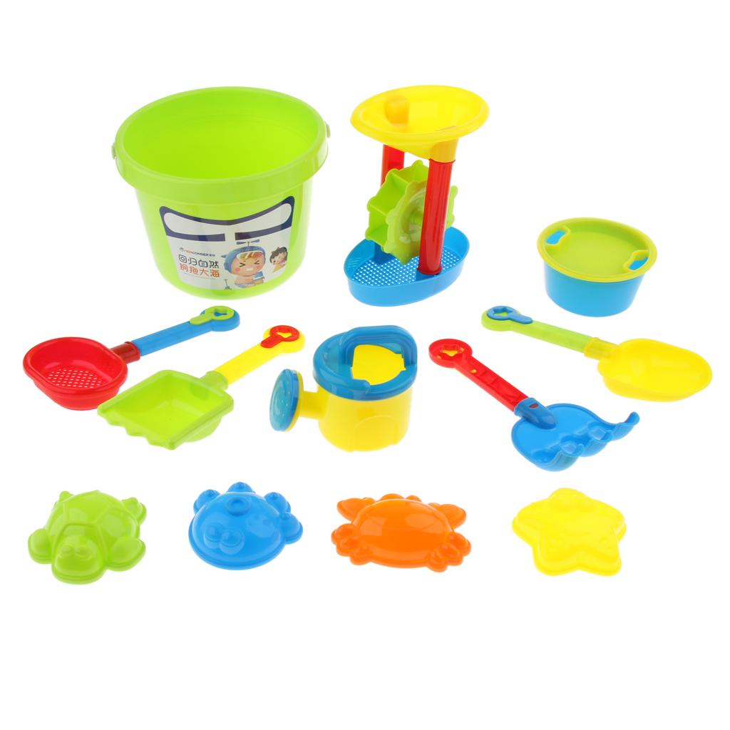 12pcs Sand Water Toy Castle Building Playset with Bucket, Rake & Shovel
