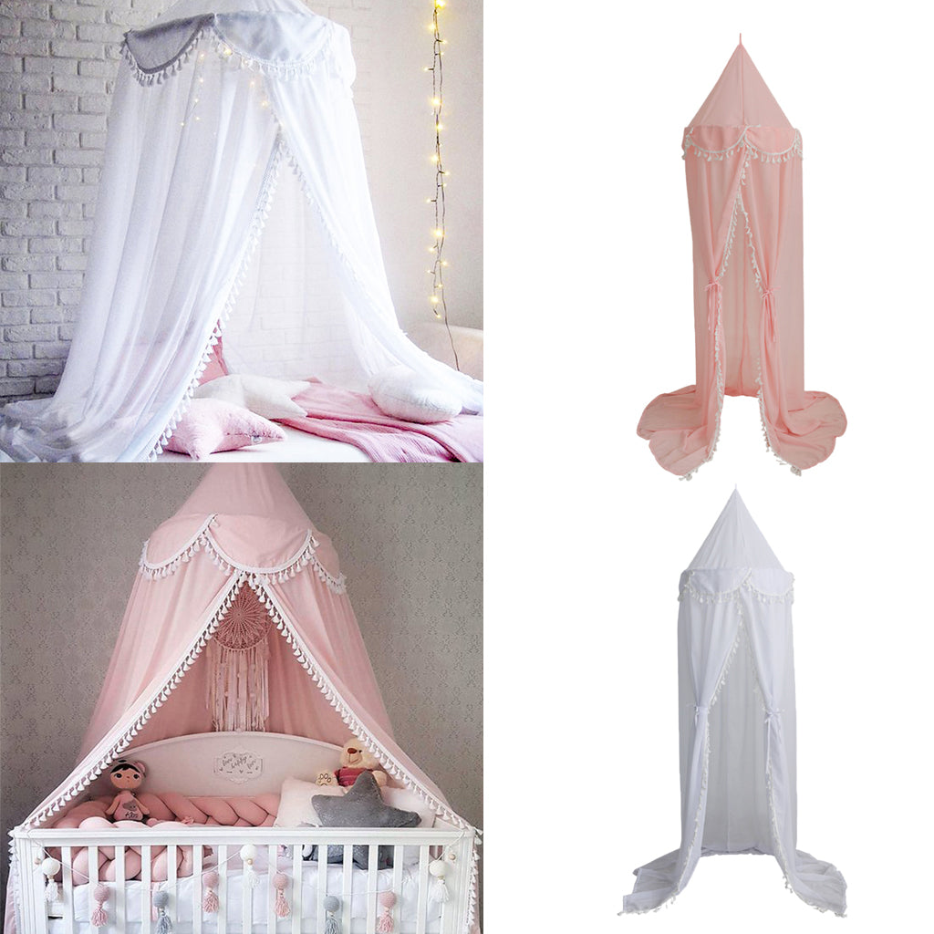 Kids Chiffon Bed Canopy Curtain Mosquito Net Bed Tent Bedroom Decor Pink