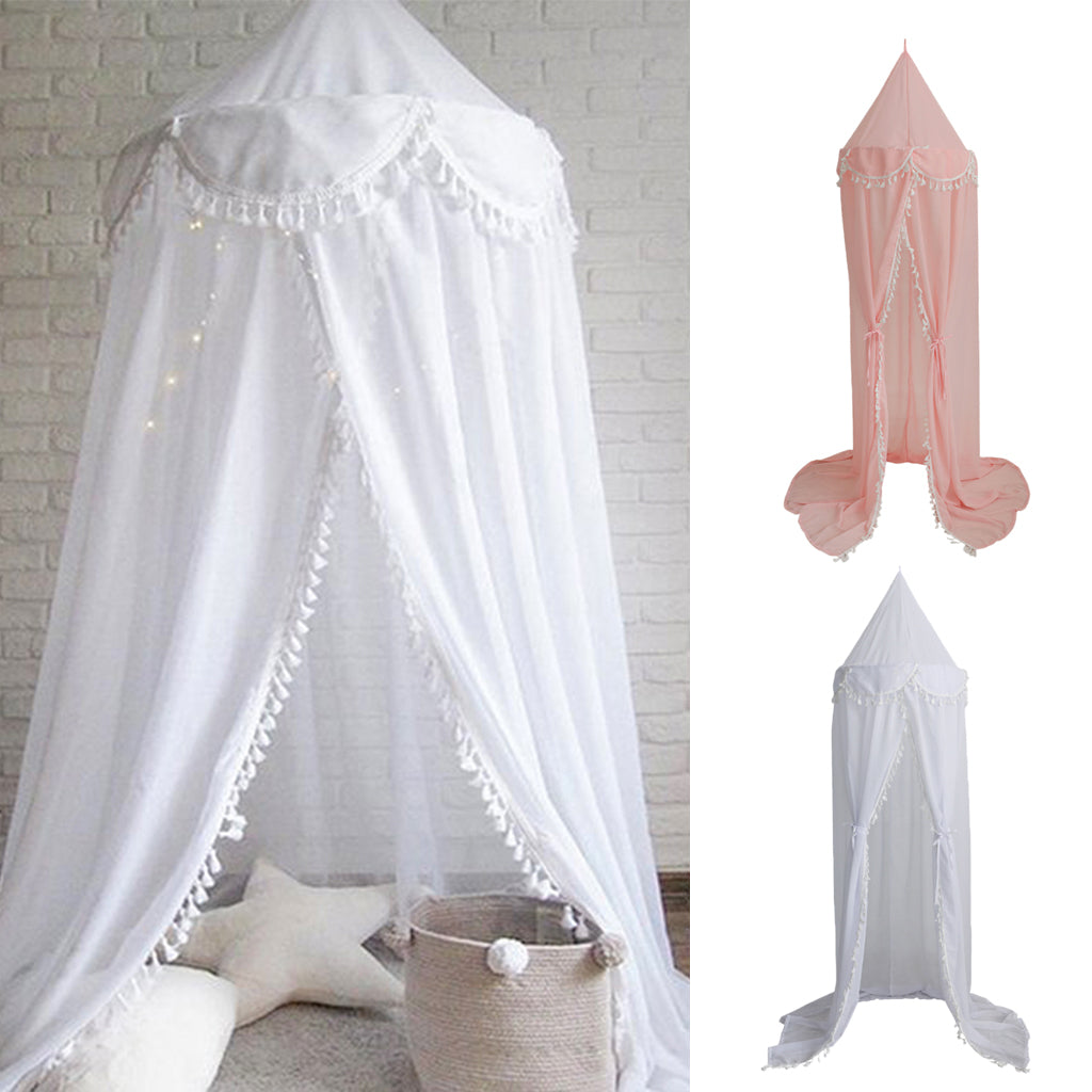 Kids Chiffon Bed Canopy Curtain Mosquito Net Bed Tent Bedroom Decor Pink