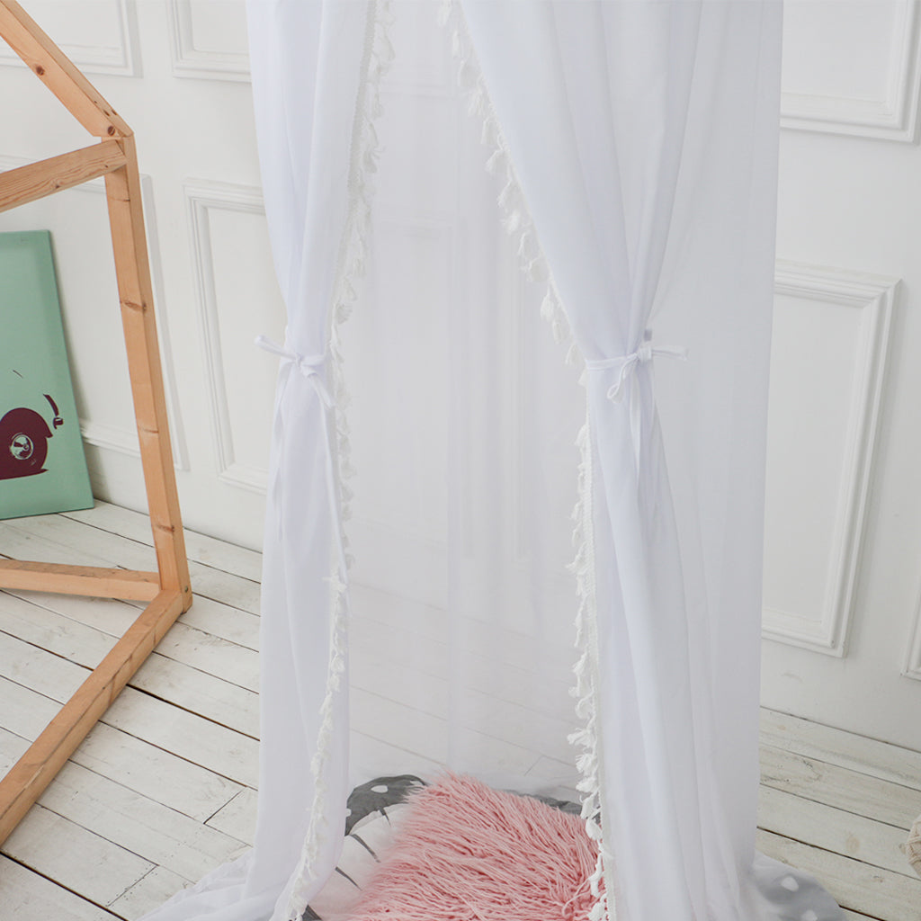 Kids Chiffon Bed Canopy Curtain Mosquito Net Bed Tent Bedroom Decor White