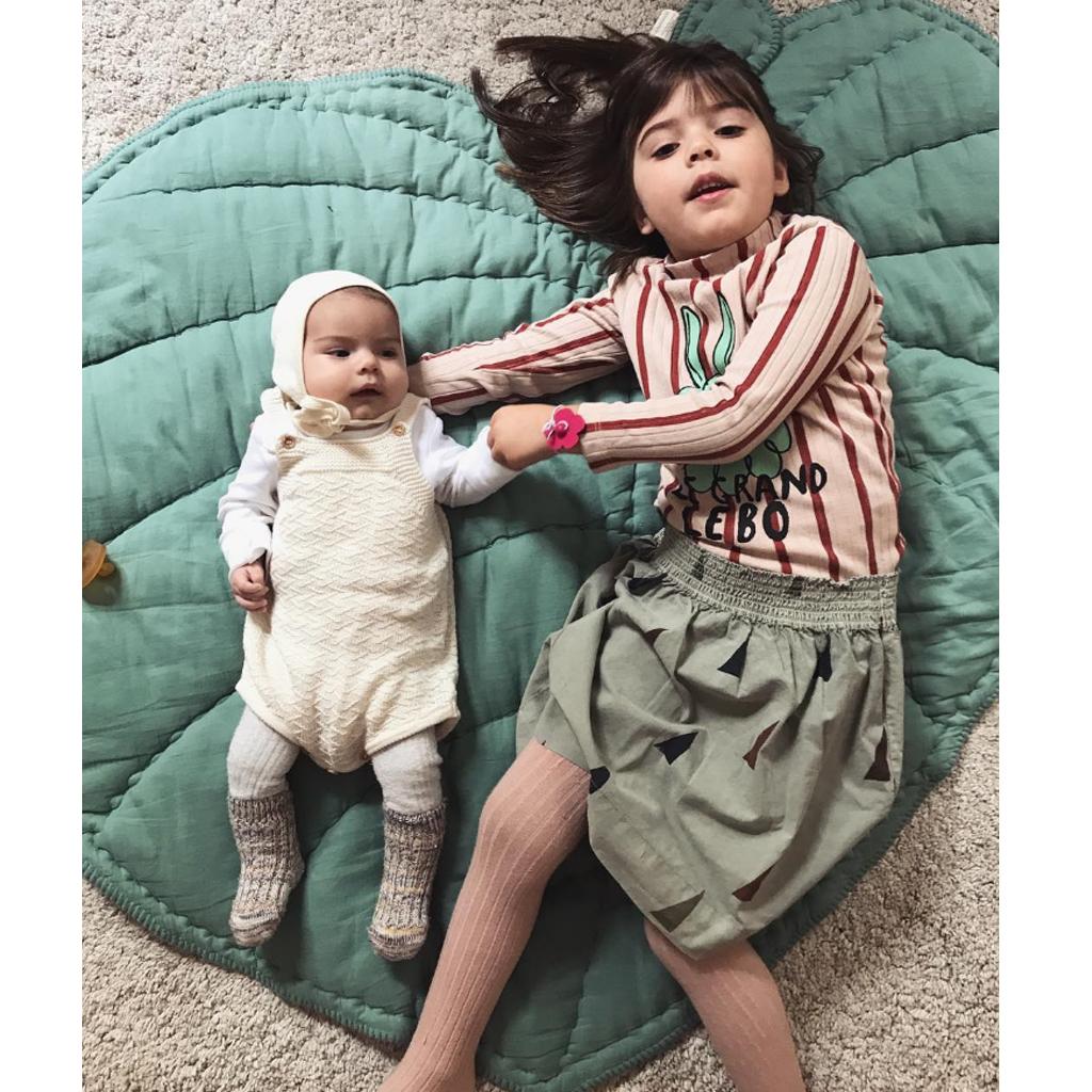 Baby Kids Game Gym Activity Play Mat Crawling Blanket Leaf Floor Rug Green