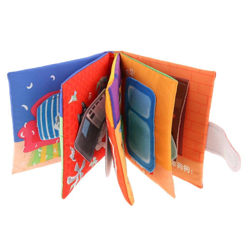 Non-Toxic Soft Cloth Book Crinkle Friction w/ rustling Sound Baby Toy Naughty Puppy