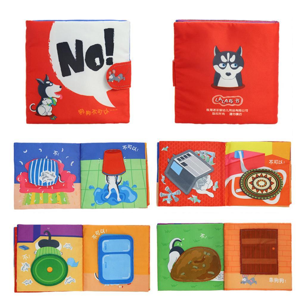 Non-Toxic Soft Cloth Book Crinkle Friction w/ rustling Sound Baby Toy Naughty Puppy