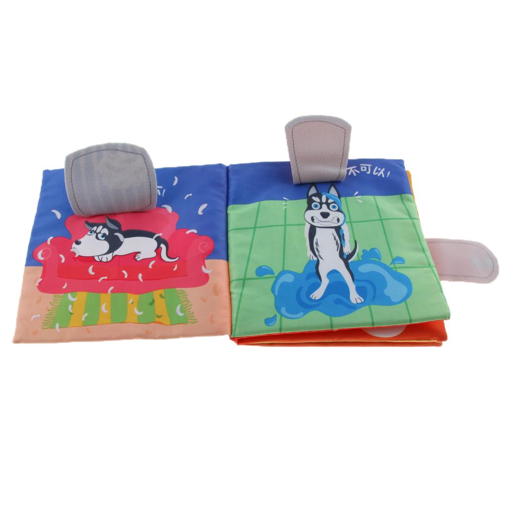 Non-Toxic Soft Cloth Book Crinkle Friction w/ rustling Sound Baby Toy Naughty Puppy
