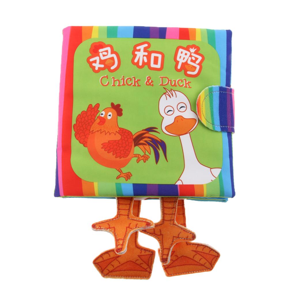 Non-Toxic Soft Cloth Book Crinkle Friction w/ rustling Sound Baby Toy Chick Duck Baby