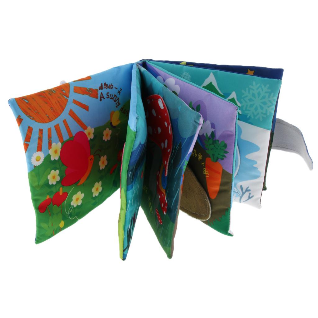 Non-Toxic Soft Cloth Book Crinkle Friction w/ rustling Sound Baby Toy White Rabbit