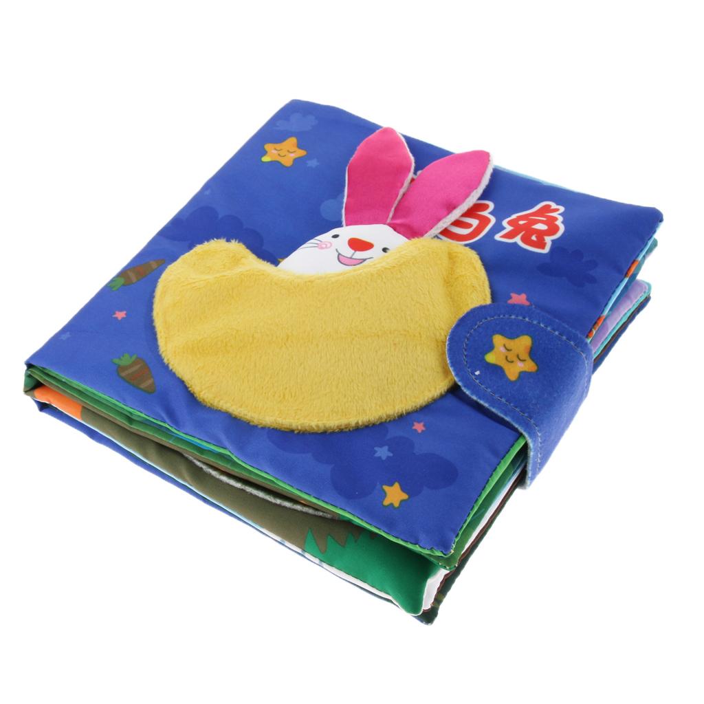 Non-Toxic Soft Cloth Book Crinkle Friction w/ rustling Sound Baby Toy White Rabbit