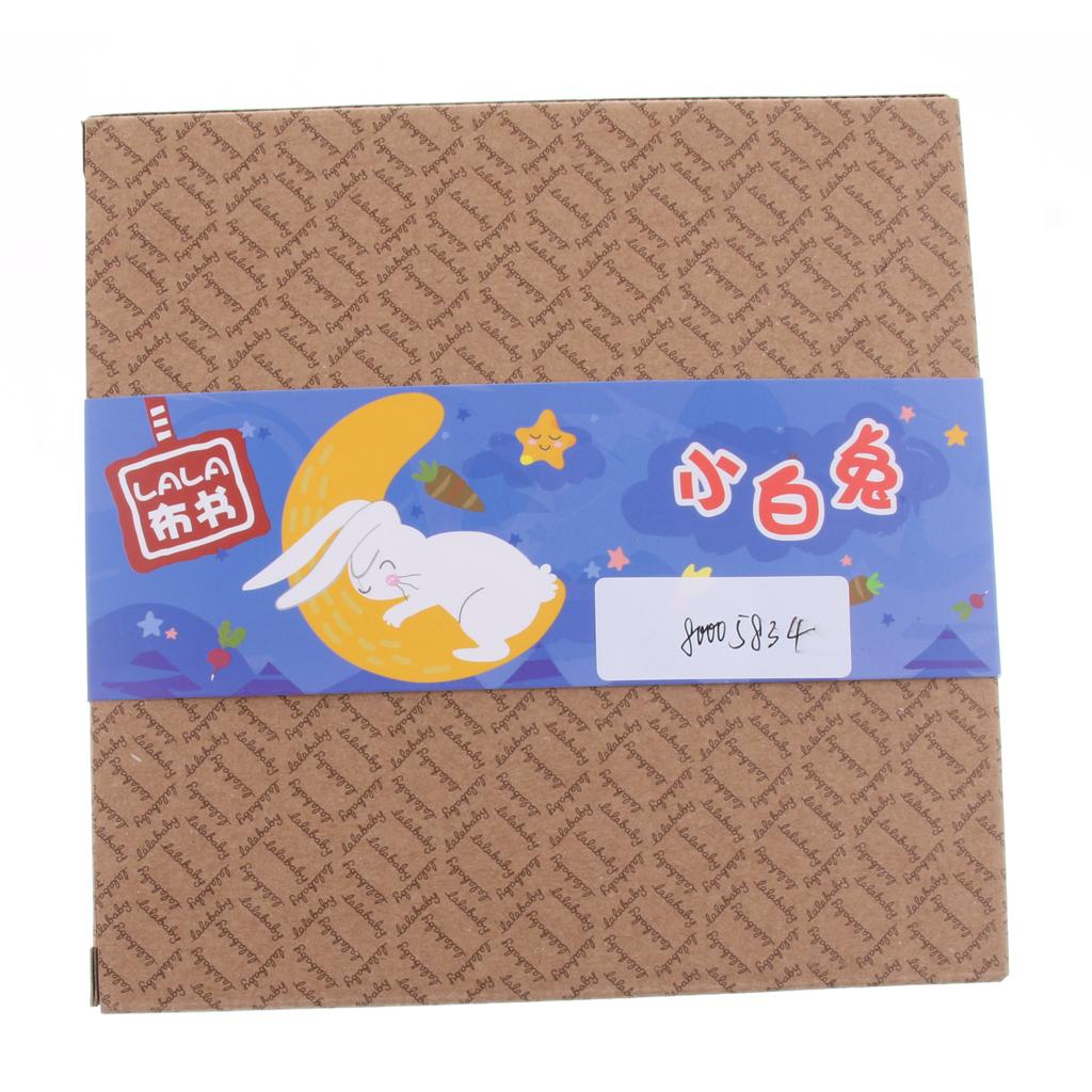 Non-Toxic Soft Cloth Book Crinkle Friction w/ rustling Sound Baby Toy White Rabbit
