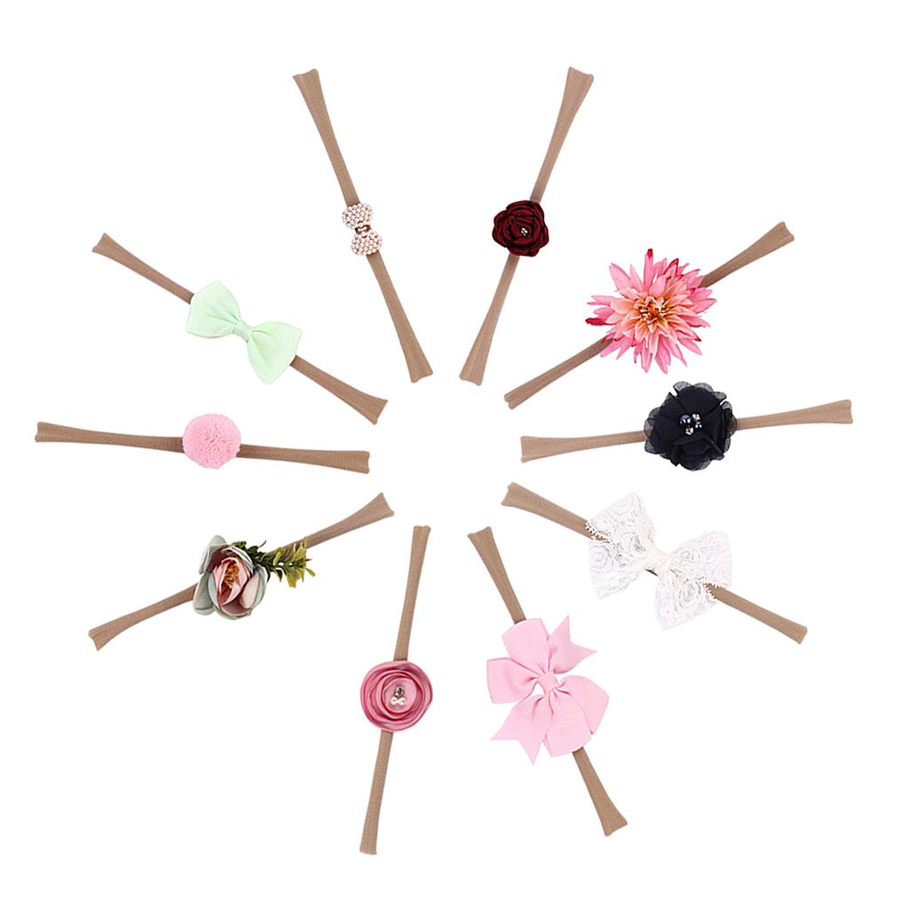 10PCS Nylon Headbands Hairbands for Newborn Toddlers
