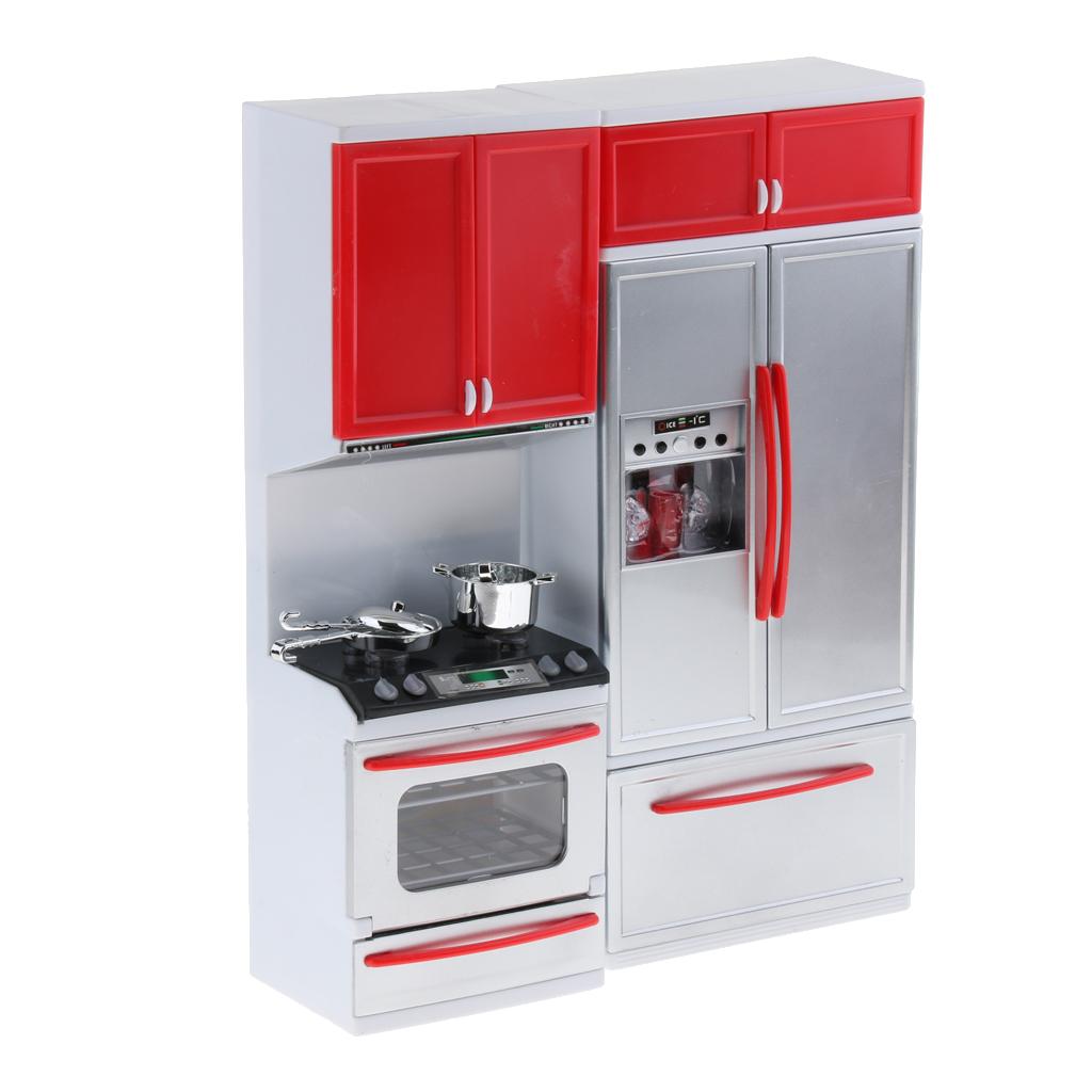 Kitchen Toy Set Kids Pretend Play Cooking Tool Cookware Accessories Red