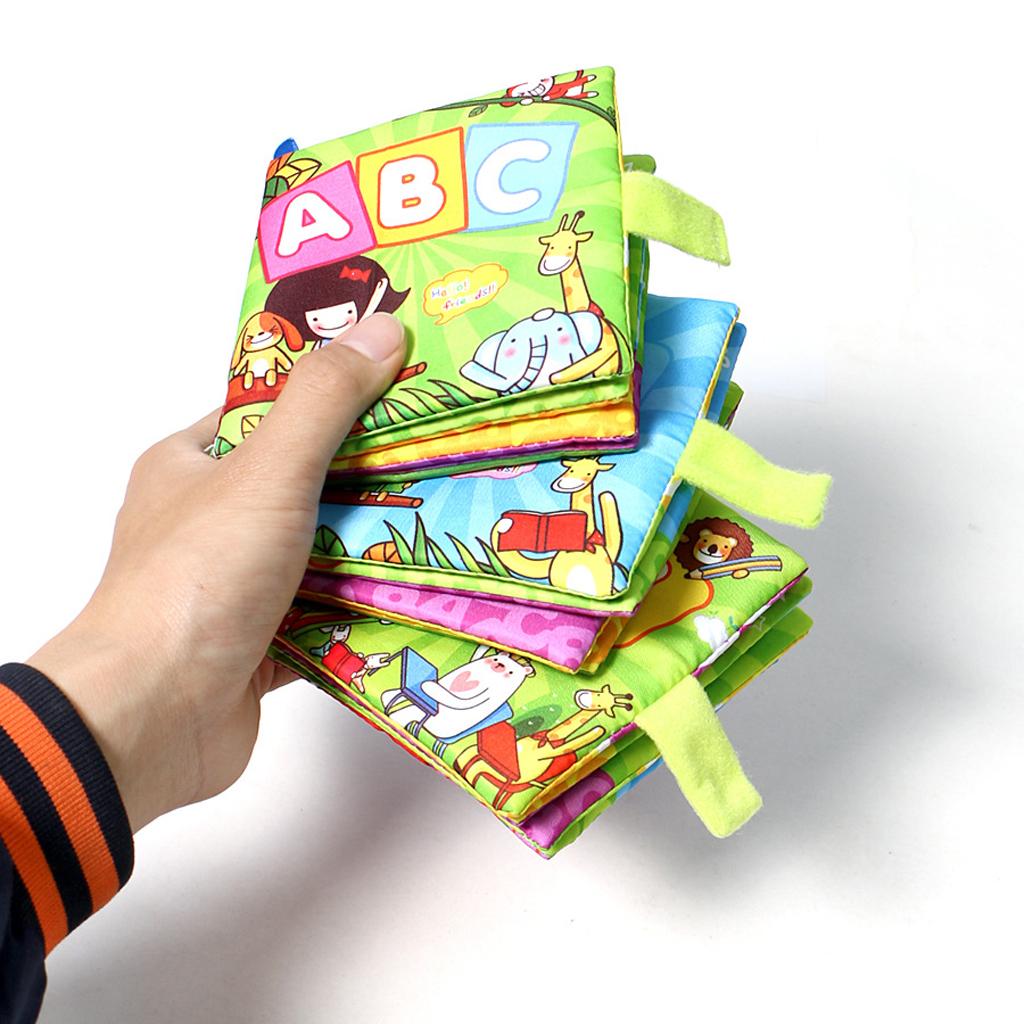 Baby Toddler Preschool Crinkle Squeaky Rattle Soft Cloth Book Toy Style 1