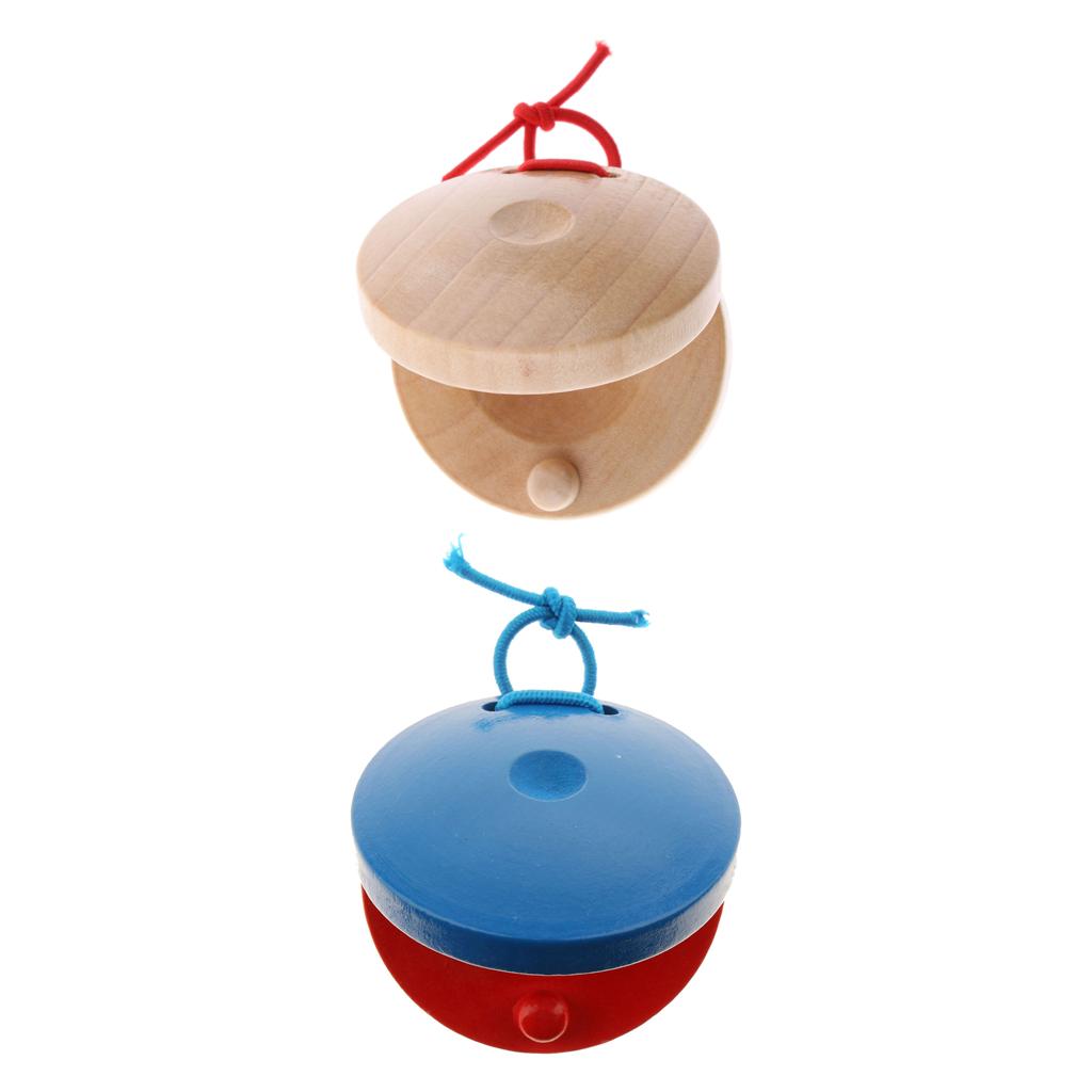 Children Preschool Wooden Castanet Kids Musical Instrument Toy Rhythm Learning Development - Wood Color