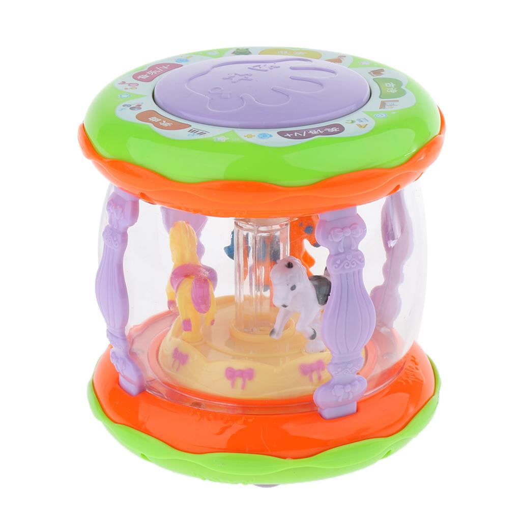 Baby Pat Drum Music Electric Hand Drums Kids Carousel Music Light Story Toy