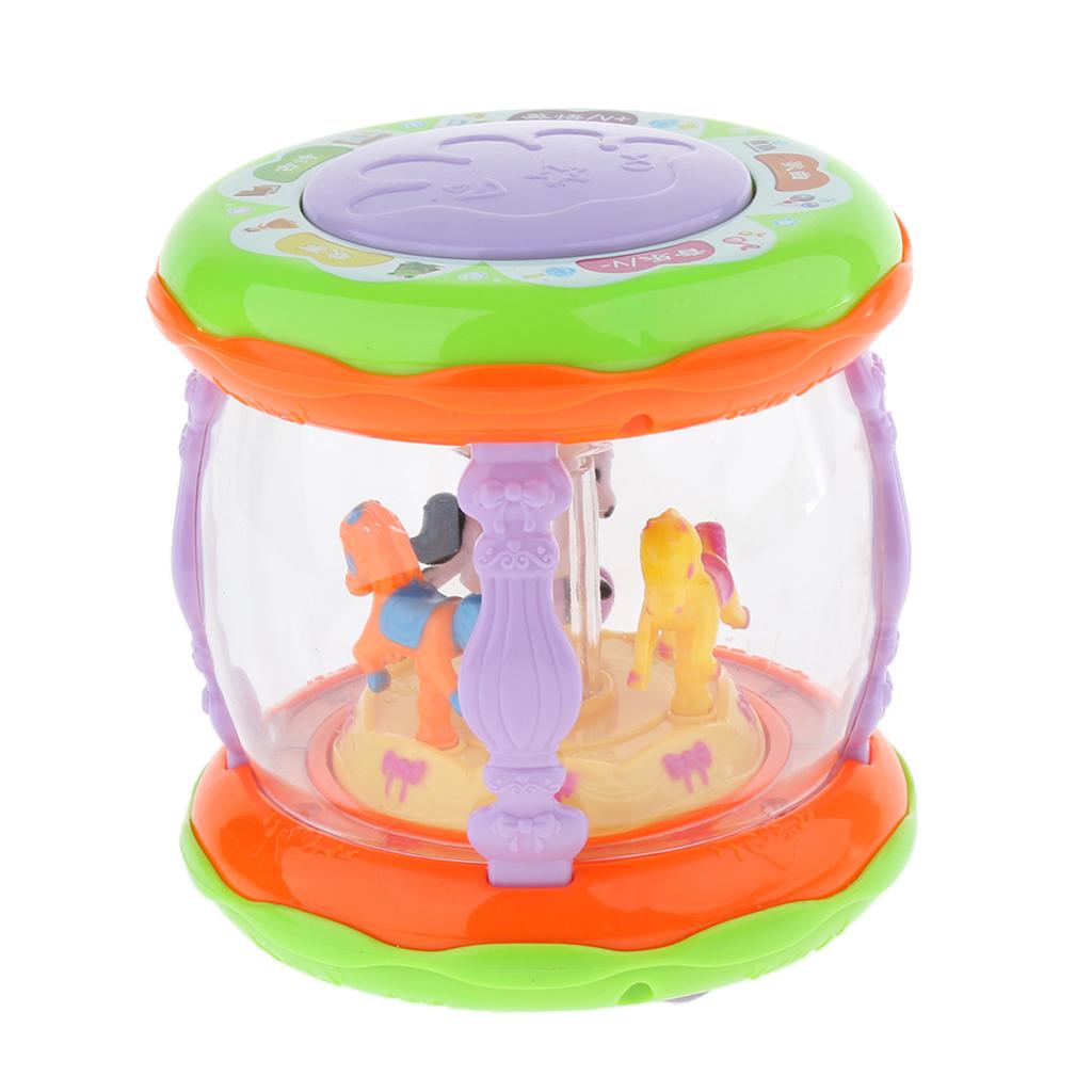 Baby Pat Drum Music Electric Hand Drums Kids Carousel Music Light Story Toy