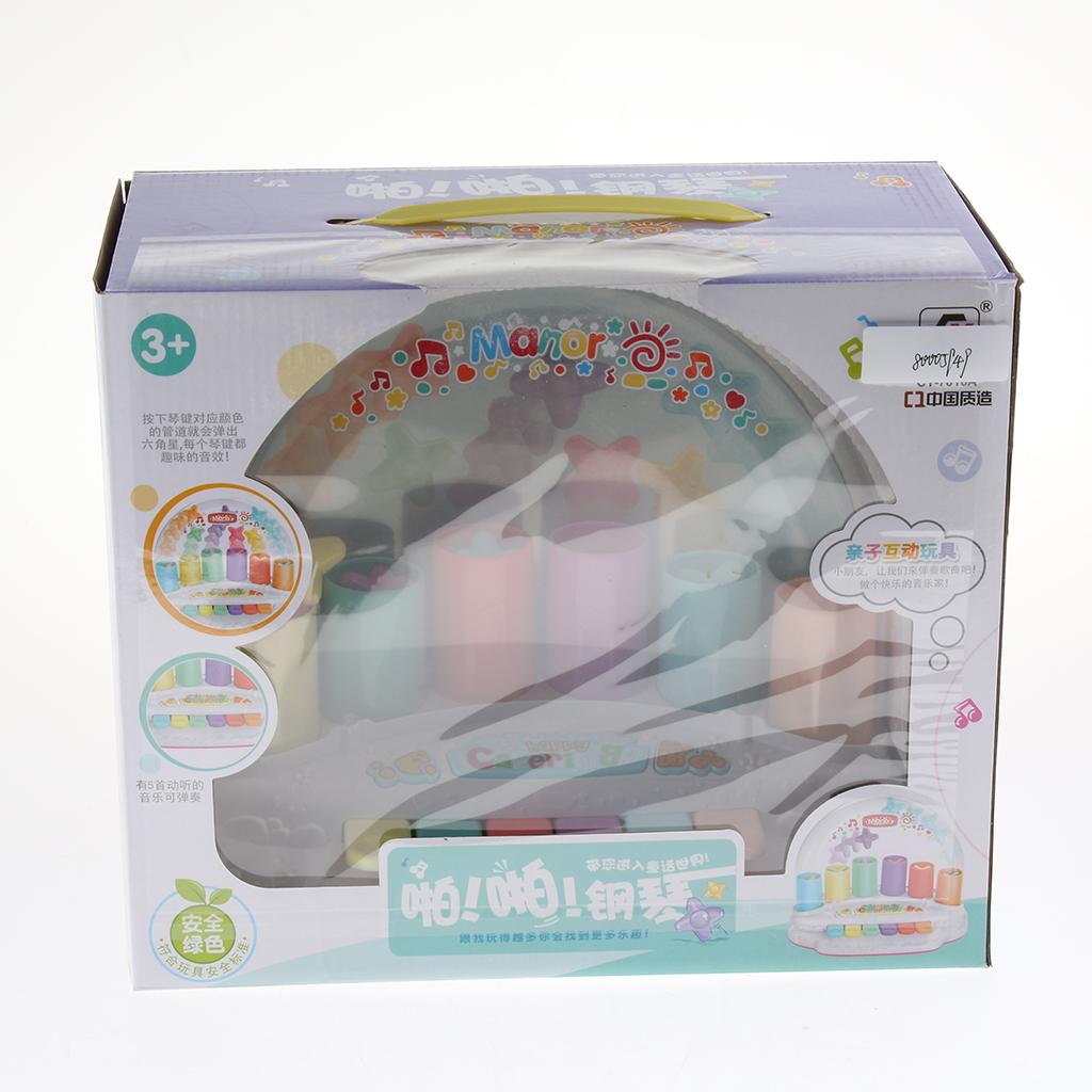 Plastic Interactive Pop-Up Stars Piano Keyboard Toy for Kids Early Development, 6 Keys, 2 Sound Modes