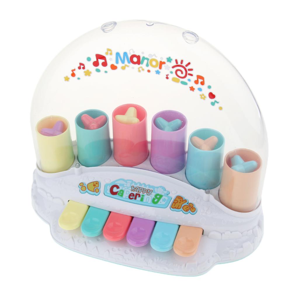 Plastic Interactive Pop-Up Stars Piano Keyboard Toy for Kids Early Development, 6 Keys, 2 Sound Modes