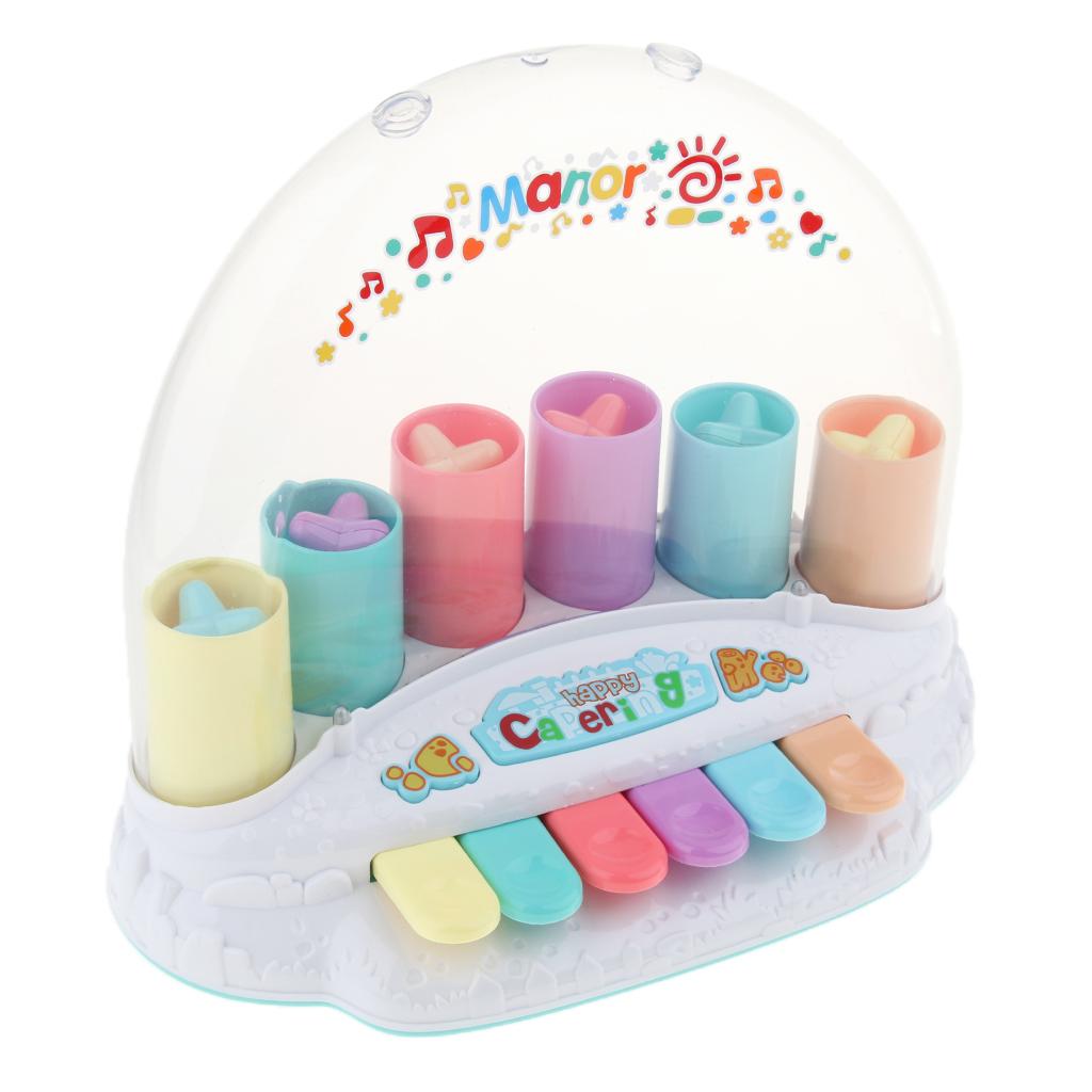 Plastic Interactive Pop-Up Stars Piano Keyboard Toy for Kids Early Development, 6 Keys, 2 Sound Modes