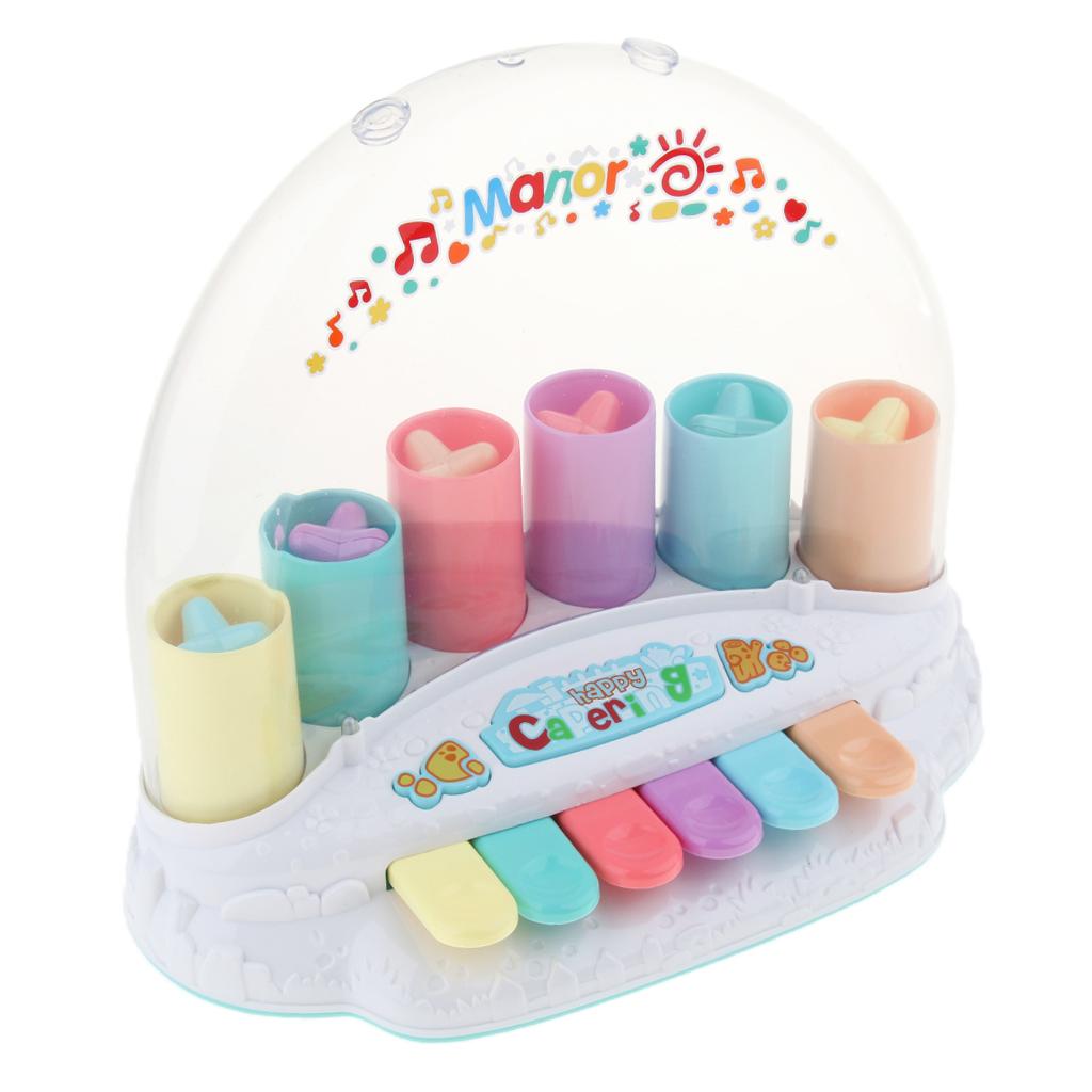 Plastic Interactive Pop-Up Stars Piano Keyboard Toy for Kids Early Development, 6 Keys, 2 Sound Modes