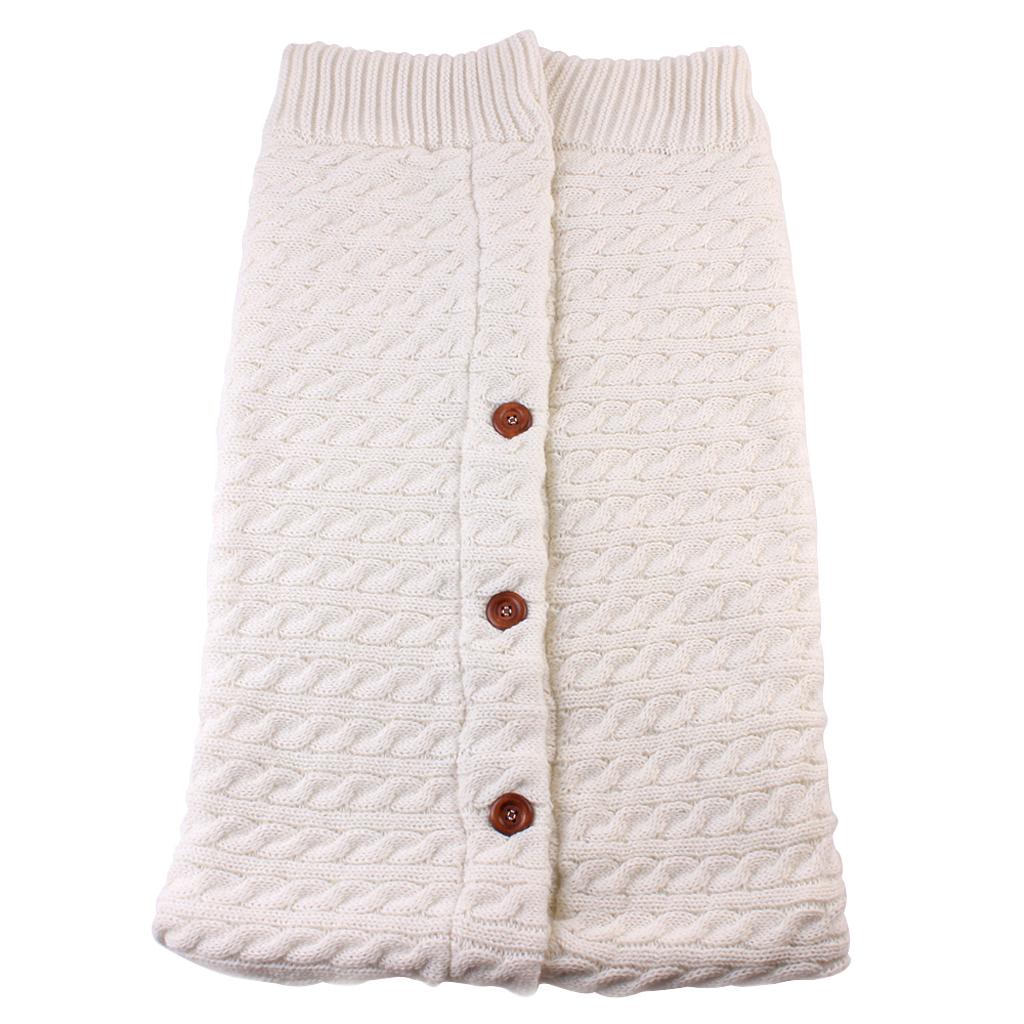 Baby Knit Swaddle Wrap Swaddling Blanket Winter Warm Sleeping Bag White