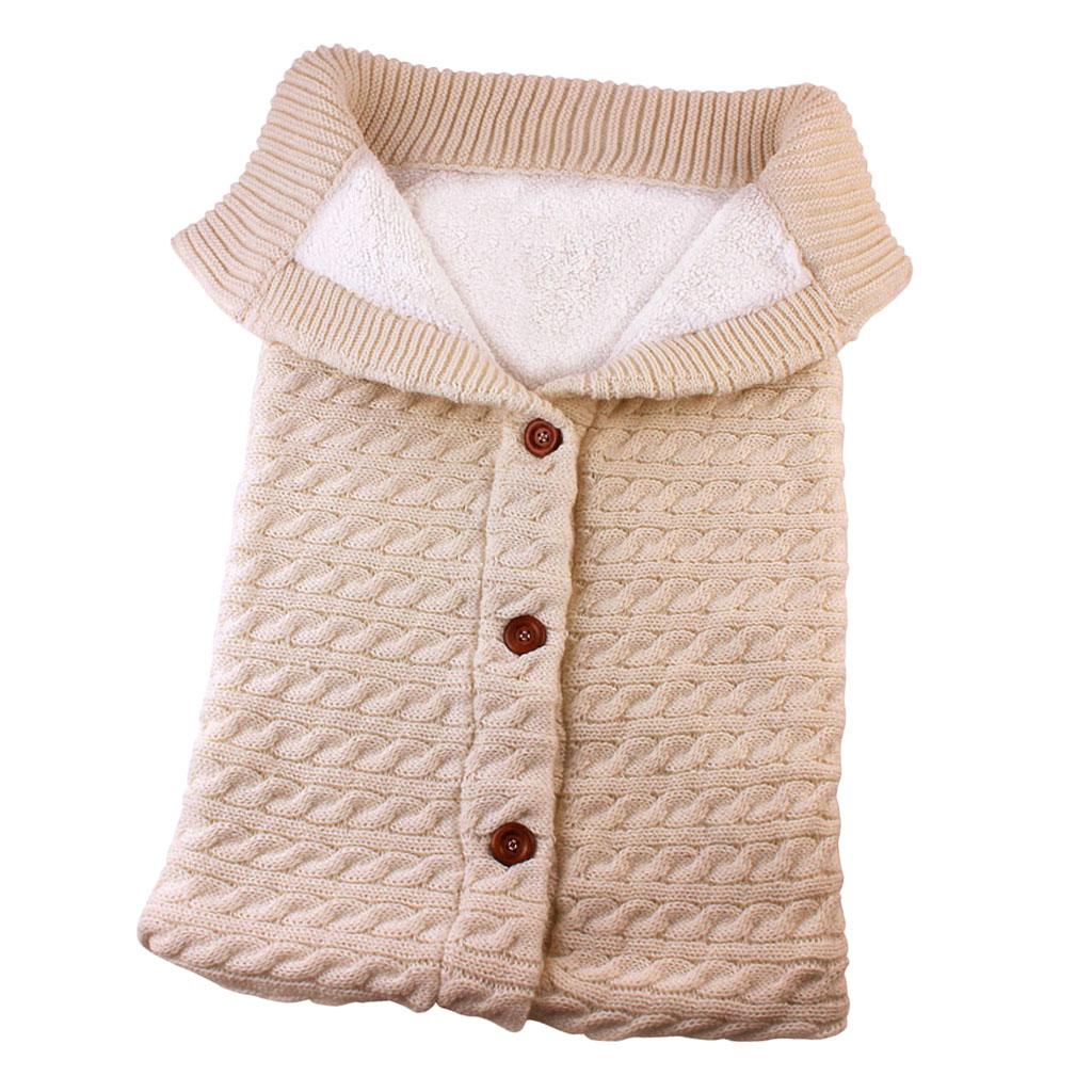 Baby Knit Swaddle Wrap Swaddling Blanket Winter Warm Sleeping Bag Beige