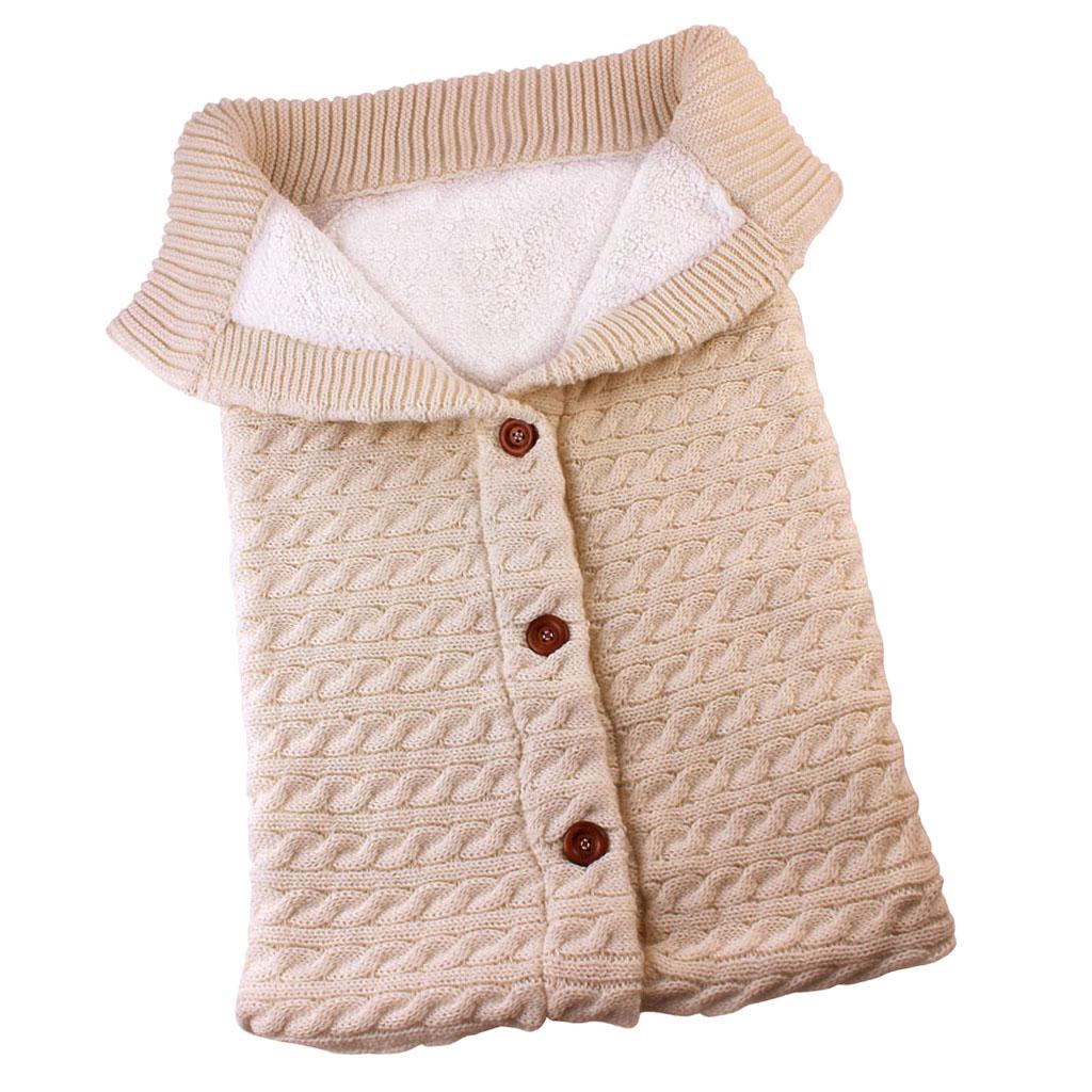Baby Knit Swaddle Wrap Swaddling Blanket Winter Warm Sleeping Bag Beige