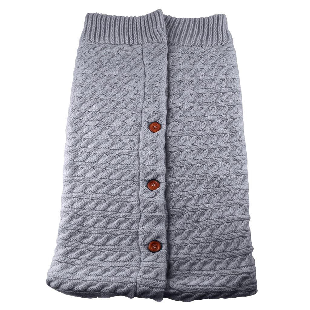Baby Knit Swaddle Wrap Swaddling Blanket Winter Warm Sleeping Bag Grey