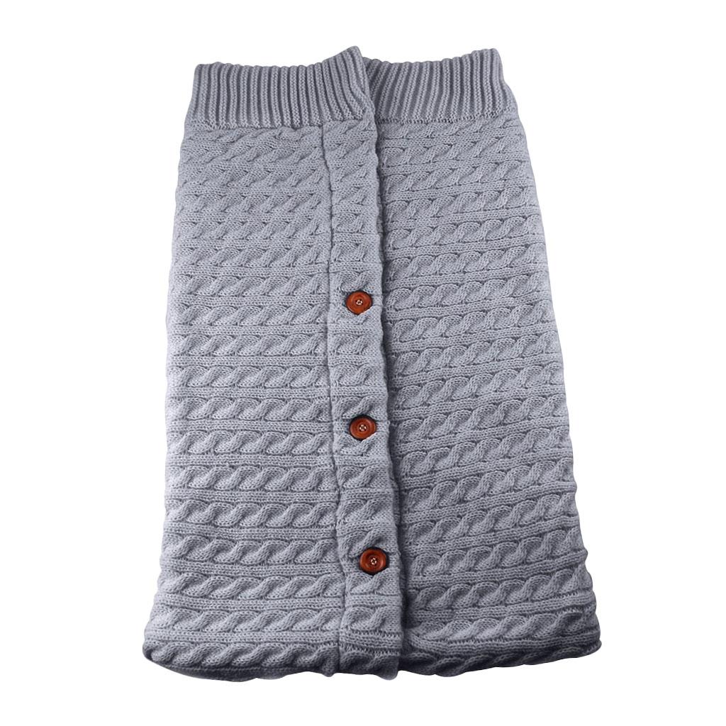 Baby Knit Swaddle Wrap Swaddling Blanket Winter Warm Sleeping Bag Grey