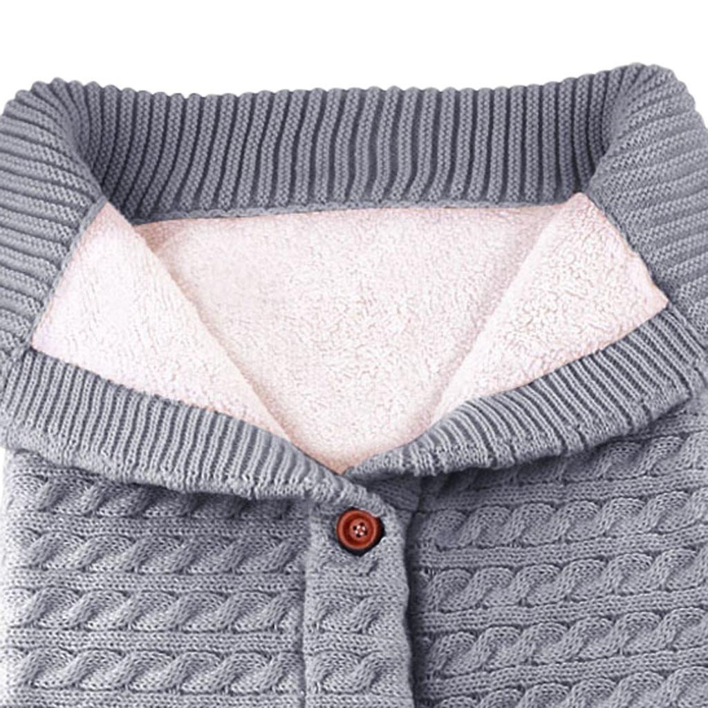 Baby Knit Swaddle Wrap Swaddling Blanket Winter Warm Sleeping Bag Grey