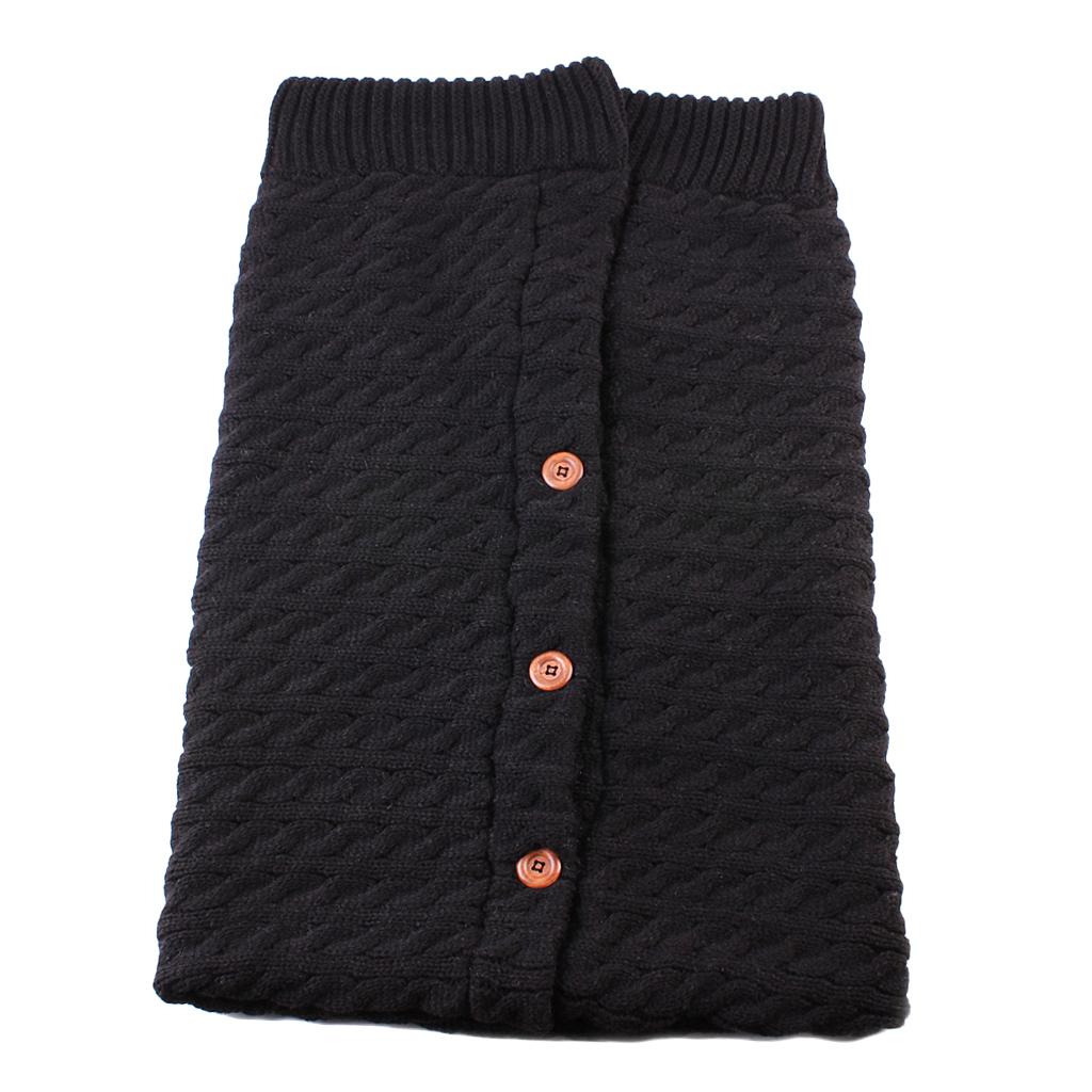Baby Knit Swaddle Wrap Swaddling Blanket Winter Warm Sleeping Bag Black