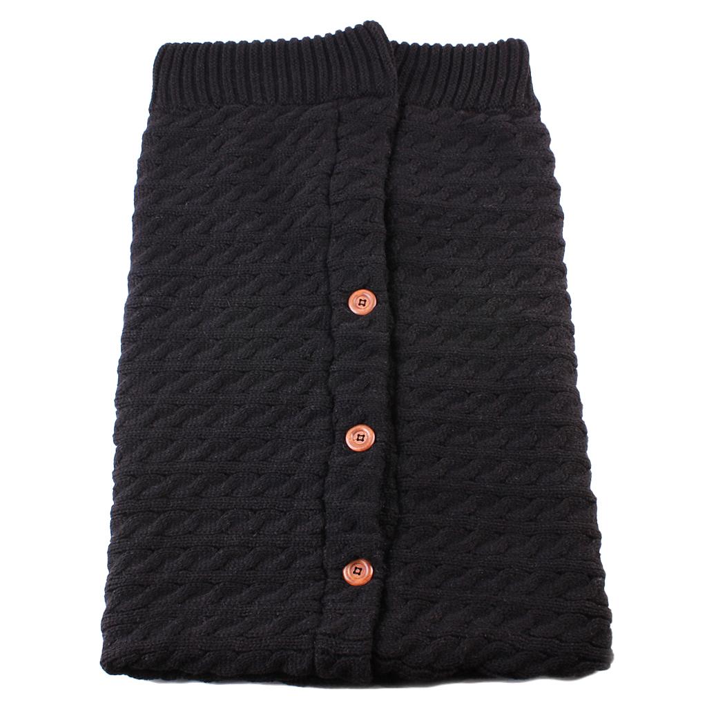 Baby Knit Swaddle Wrap Swaddling Blanket Winter Warm Sleeping Bag Black