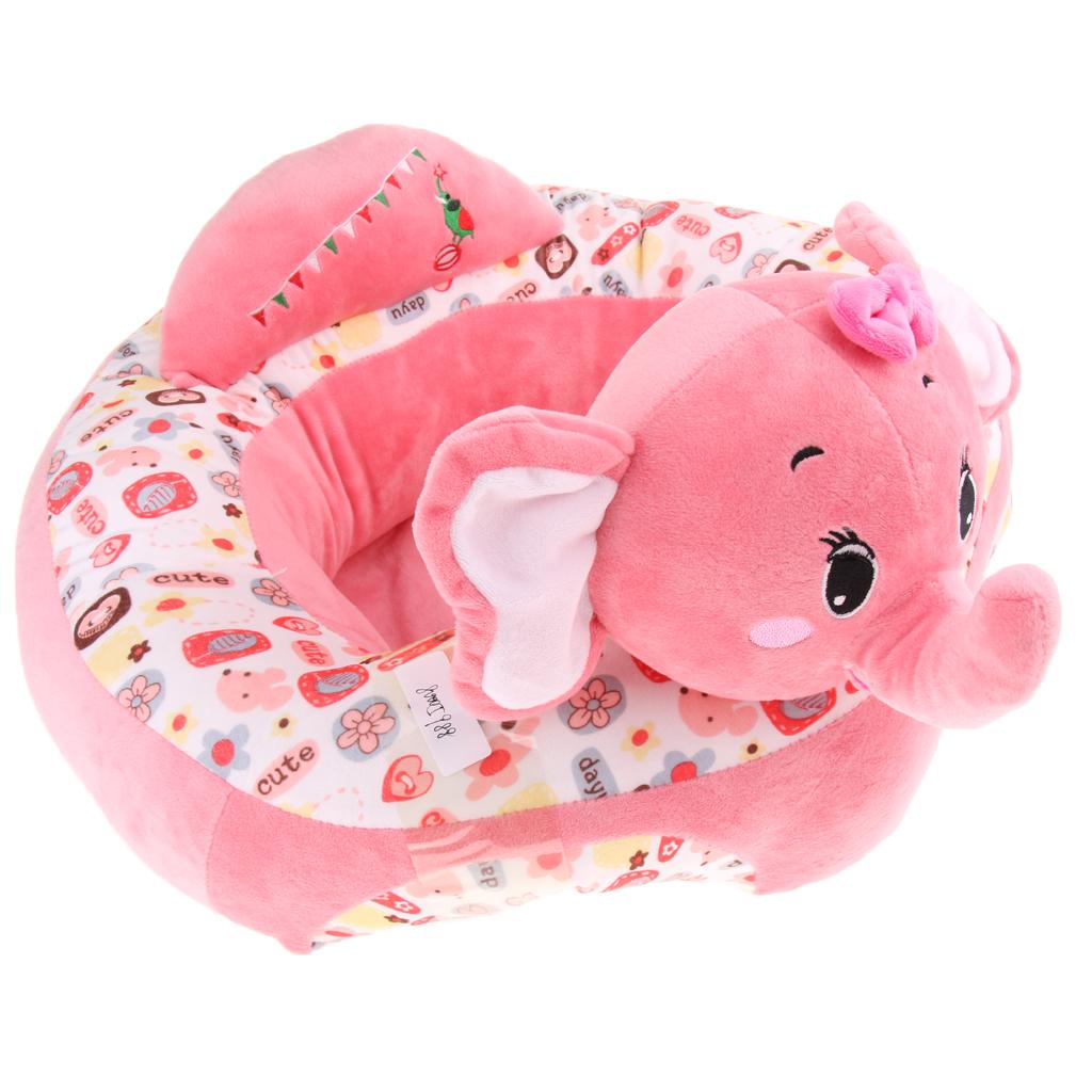 Infant Sitting Chair Baby Support Seat Soft Baby Sofa Pink Elephant