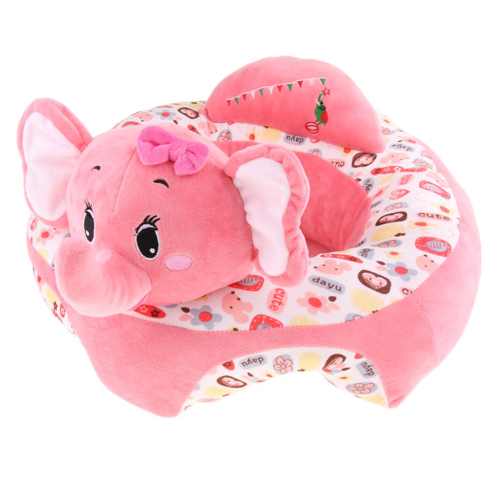 Infant Sitting Chair Baby Support Seat Soft Baby Sofa Pink Elephant