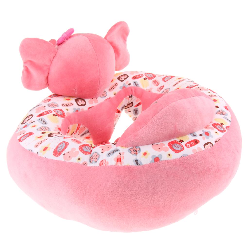 Infant Sitting Chair Baby Support Seat Soft Baby Sofa Pink Elephant