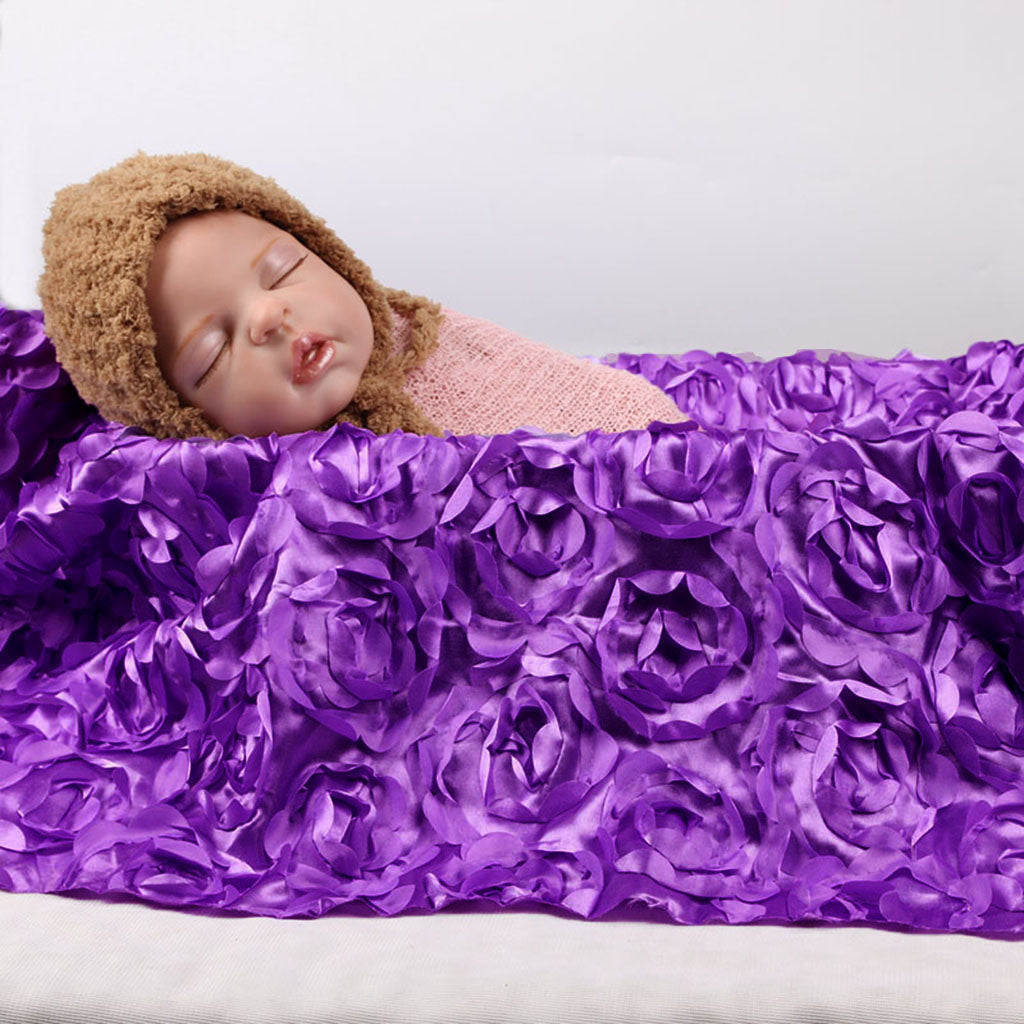 Baby 3D Rose Flower Photography Photo Backdrop Blanket Rug Purple Rose