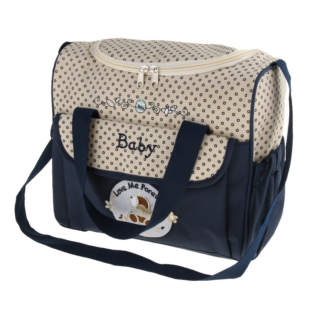 5pcs Baby Diaper Nappy Changing Mat Bags Tote Mummy Handbag Dark Blue
