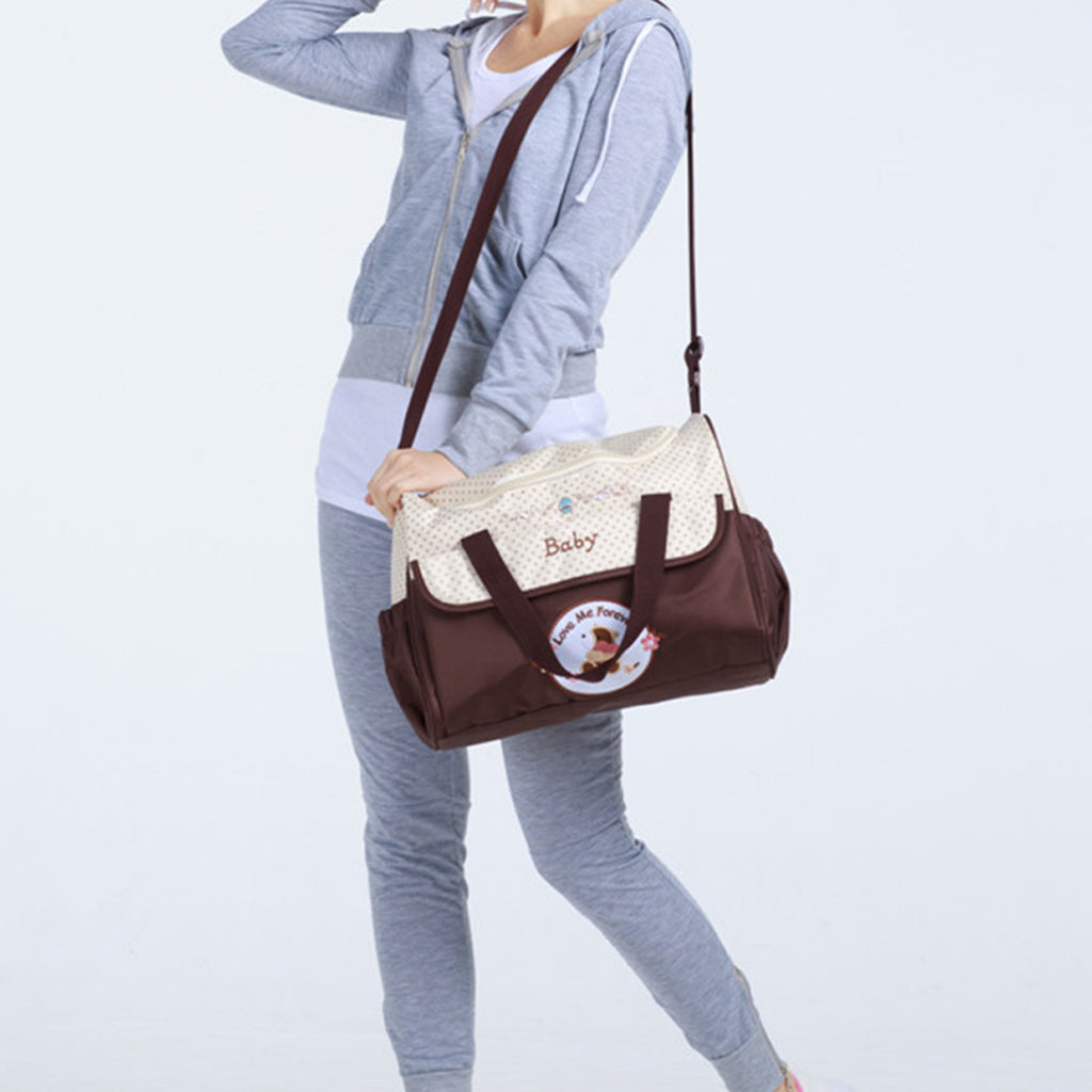 5pcs Baby Diaper Nappy Changing Mat Bags Tote Mummy Handbag Coffee