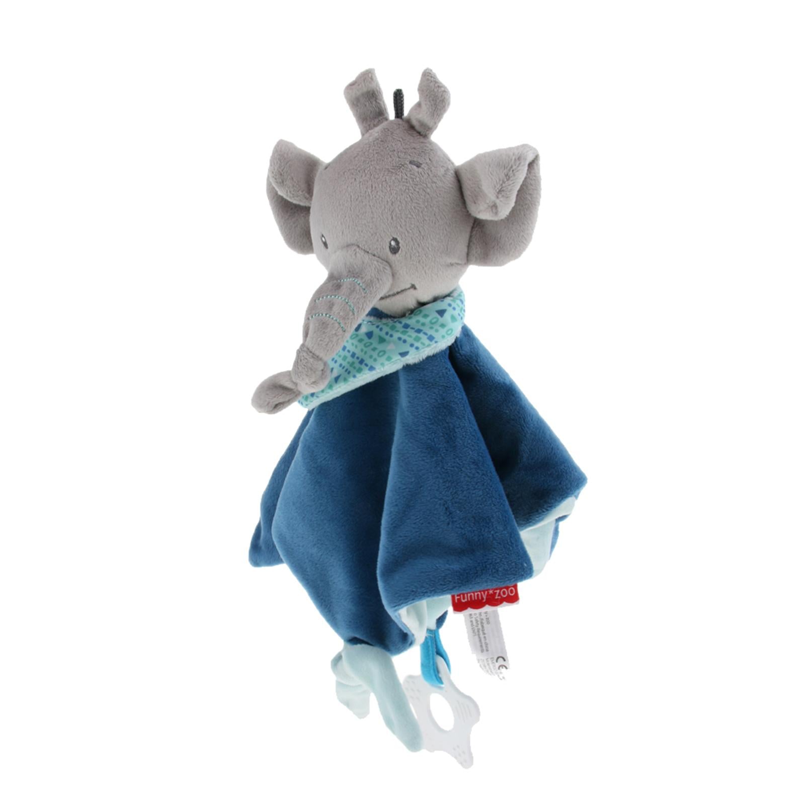Plush Blanket Teething Security Tag Baby Safety Blanket Dark blue Elephant