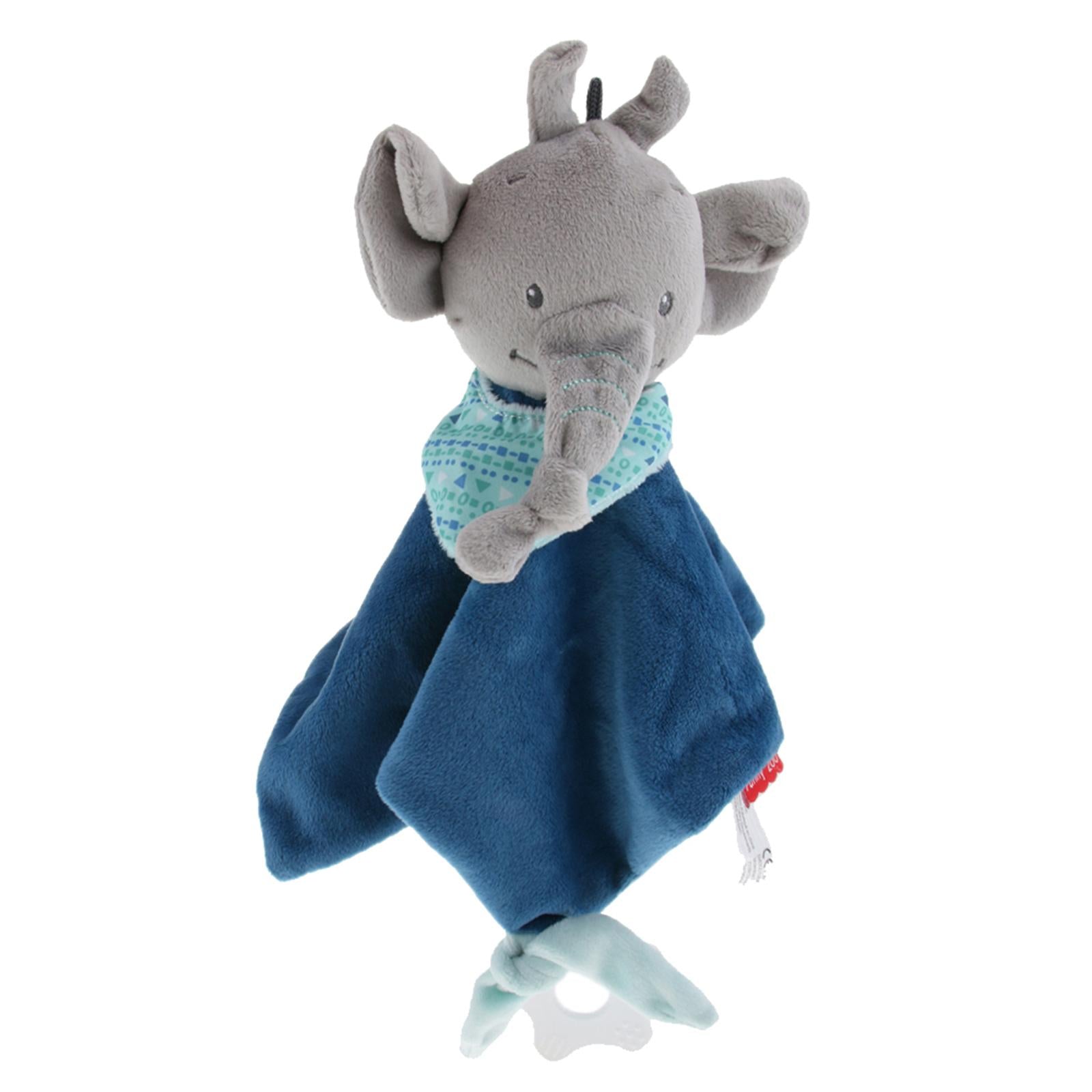 Plush Blanket Teething Security Tag Baby Safety Blanket Dark blue Elephant