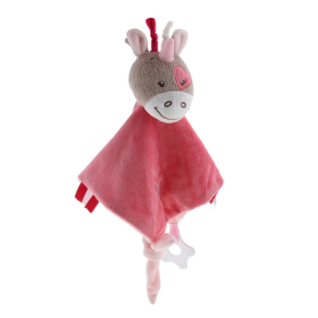 Plush Blanket Teething Security Tag Baby Safety Blanket Orange Donkey