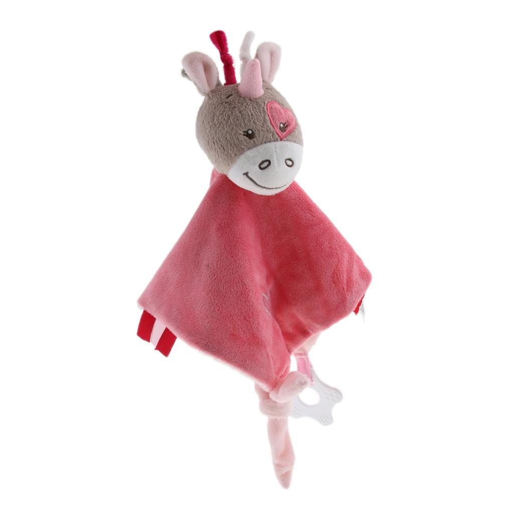 Plush Blanket Teething Security Tag Baby Safety Blanket Orange Donkey