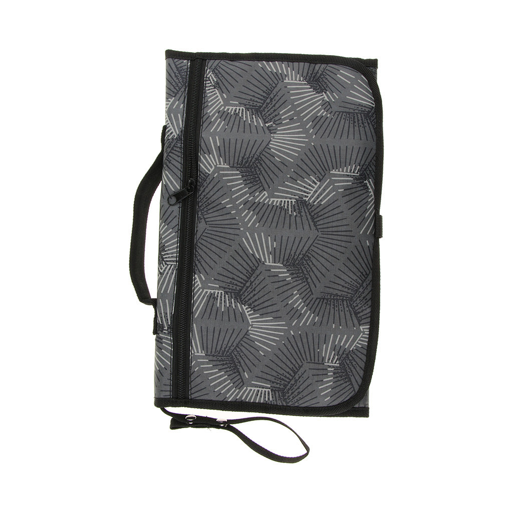 Baby Changing Mat Portable Clutch Diaper Change Pad Station Grey Leaves