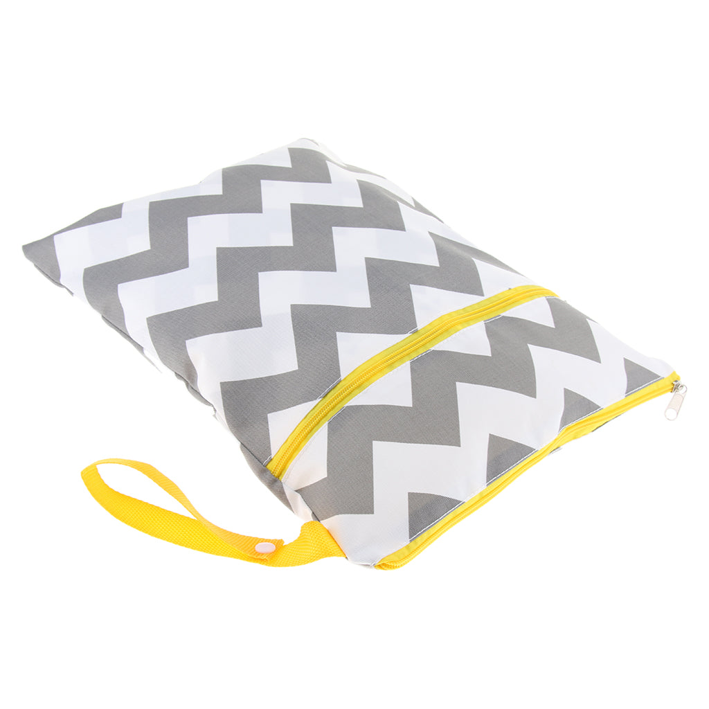 Wet Reusable Cloth Diaper Nappy Bags Waterproof Travel Carry Bag Grey Wave